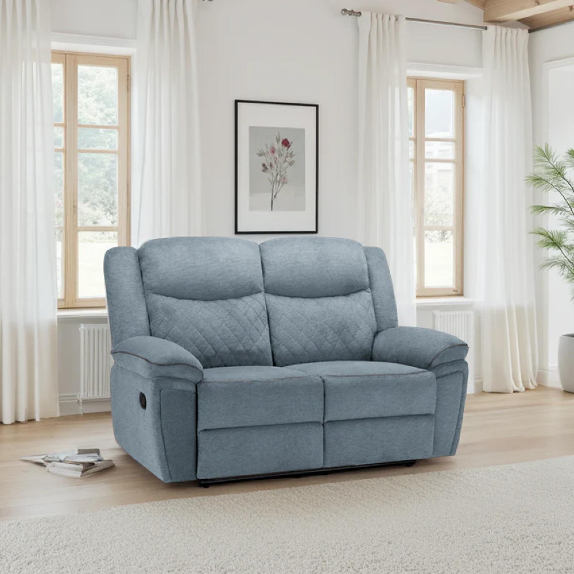 Myra Manual Recliner Sofa - Grey Fabric - 2 Seater