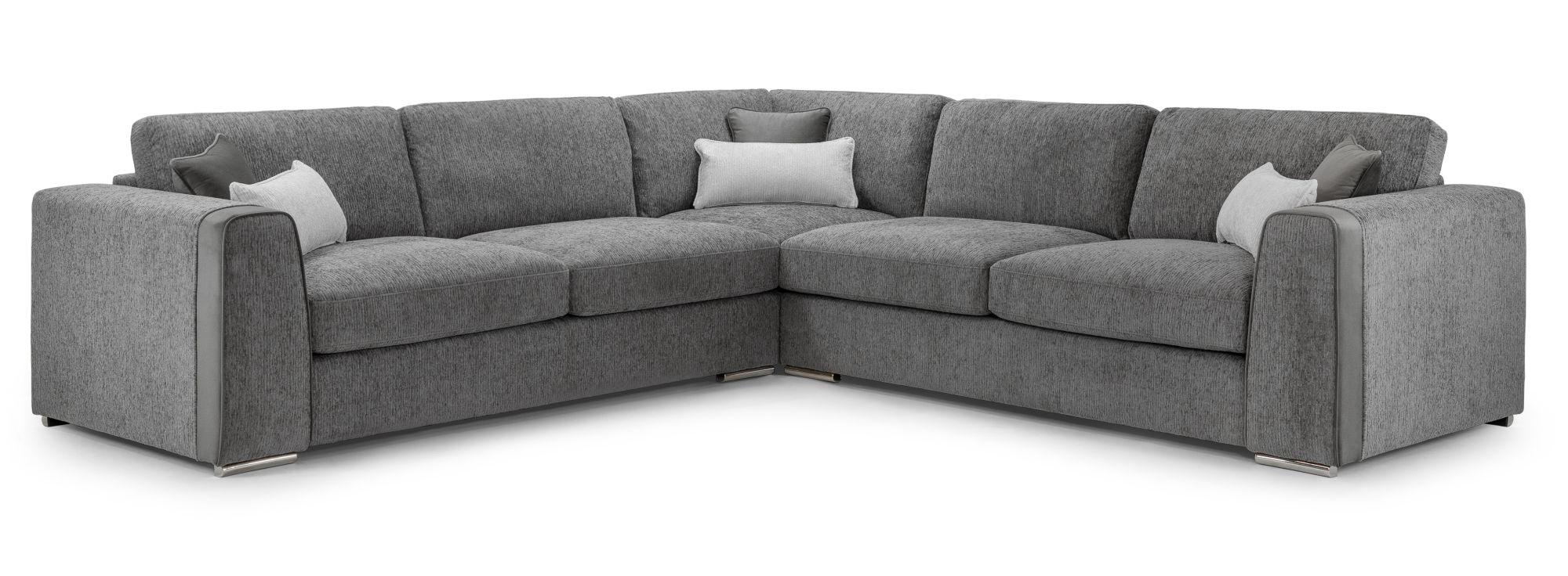 Naples Large Corner Sofa - Grey Fabric