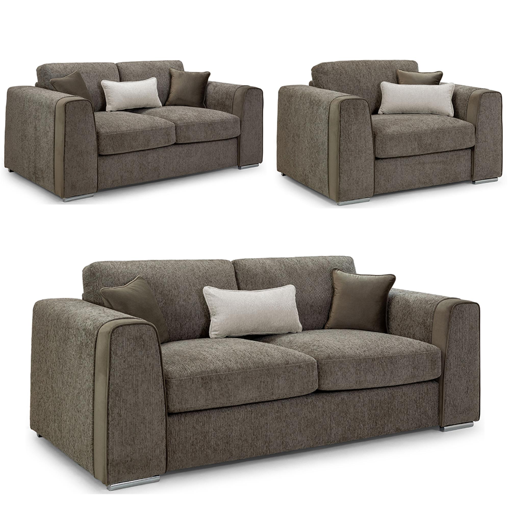 Naples Sofa Set - Mocha Fabric - 3+2+1 Seater