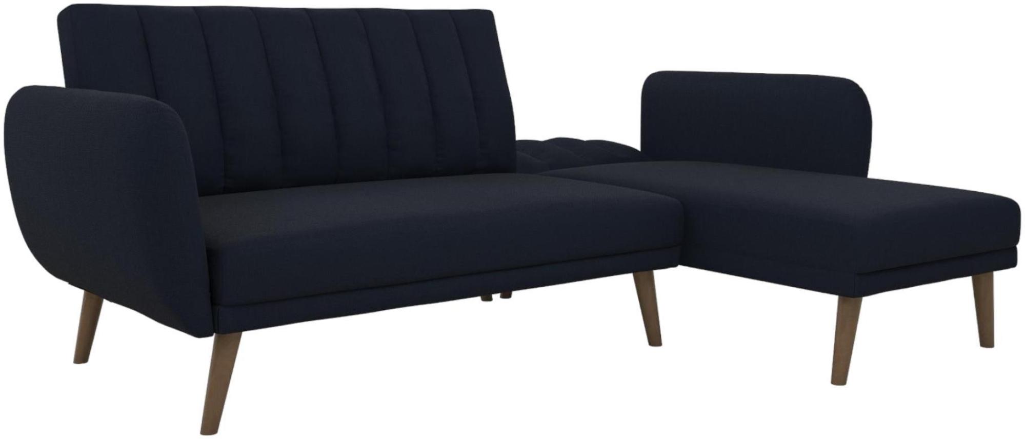 Nowata Brittany Navy Blue Linen Sectional Futon Sofa Bed - 2276629NUK