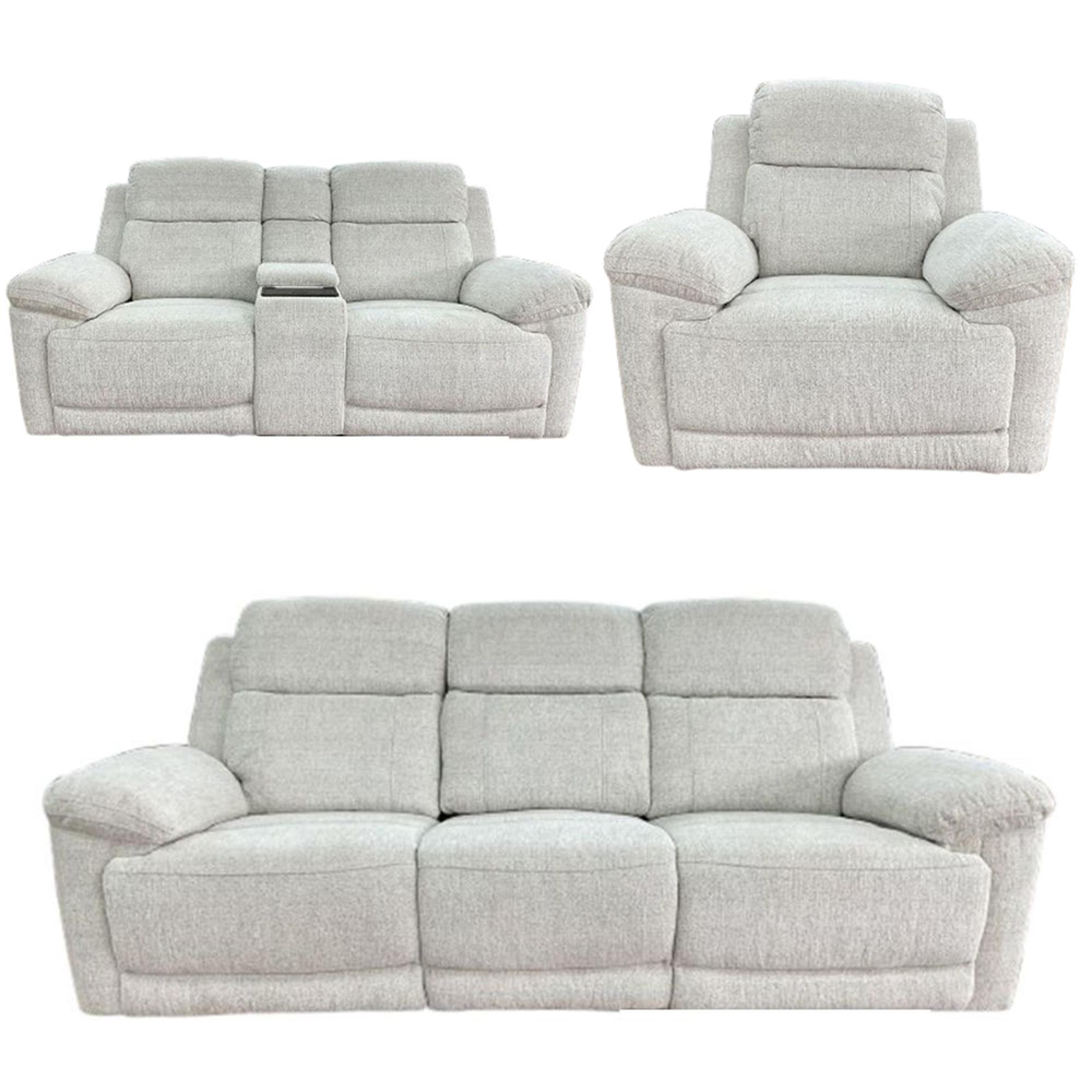 Owen Electric Recliner Sofa Set - Cream Fabric - 3+2+1 Seater