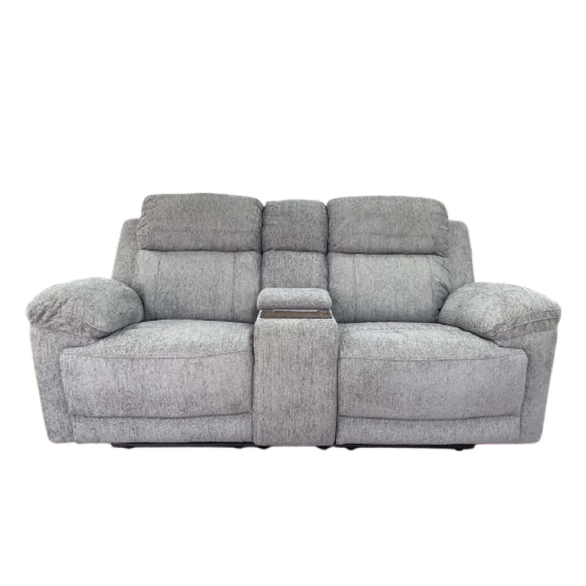 Owen Electric Recliner Sofa - Grey Fabric - 2 Seater - Console