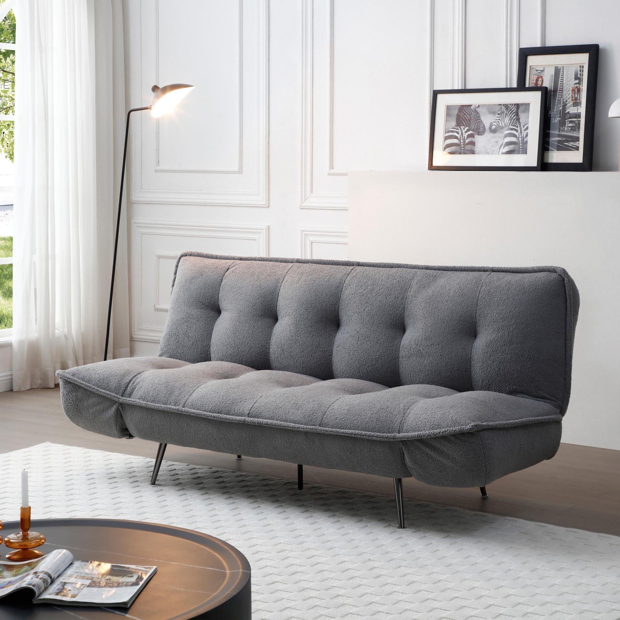 Regis Grey Fabric Click Clack Sofa Bed - 3 Seater