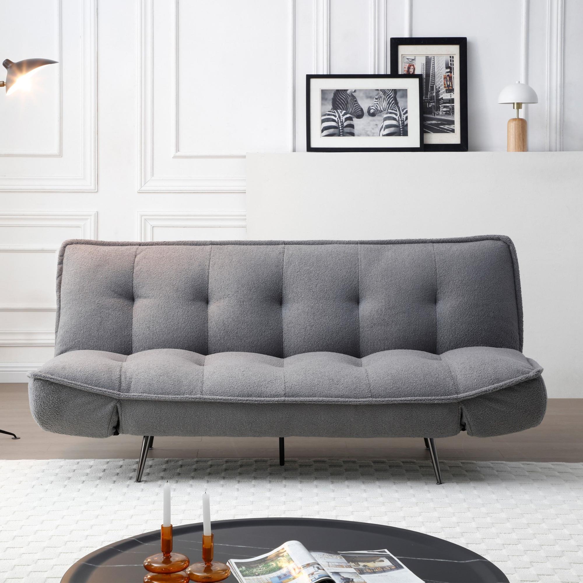 Regis Grey Fabric Click Clack Sofa Bed - 3 Seater