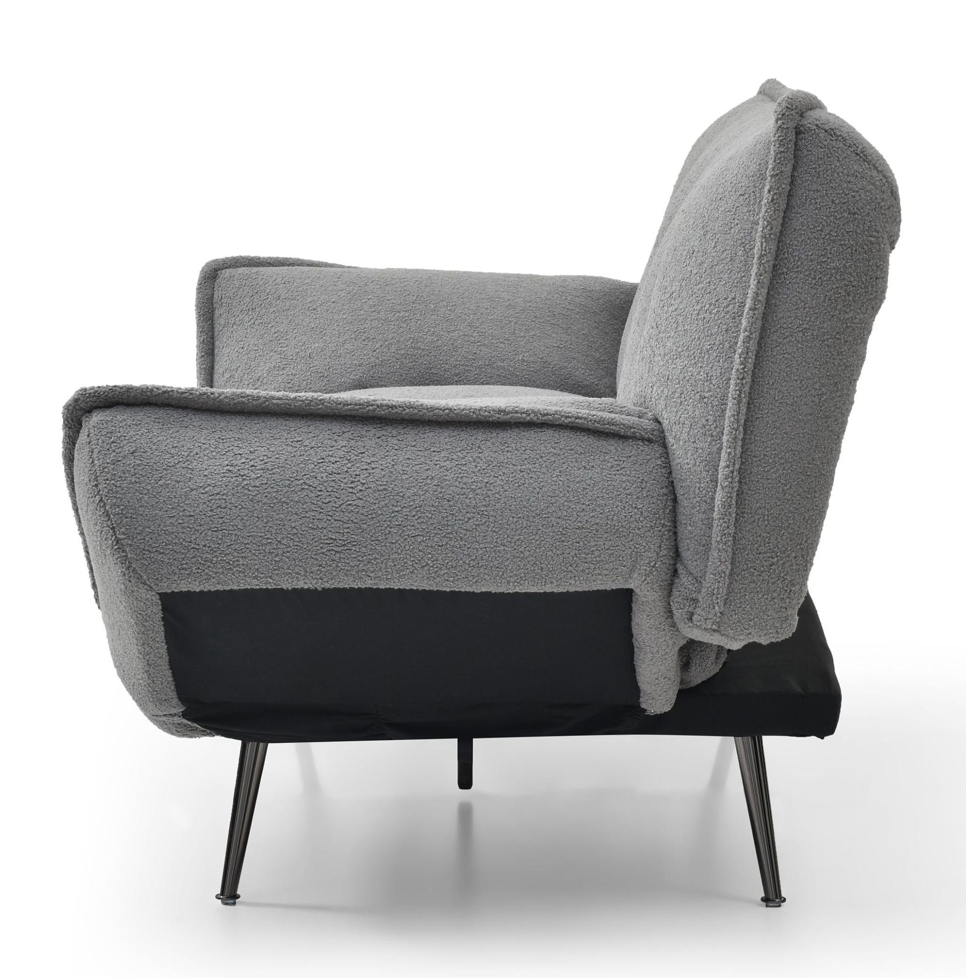 Regis Grey Fabric Click Clack Sofa Bed - 3 Seater