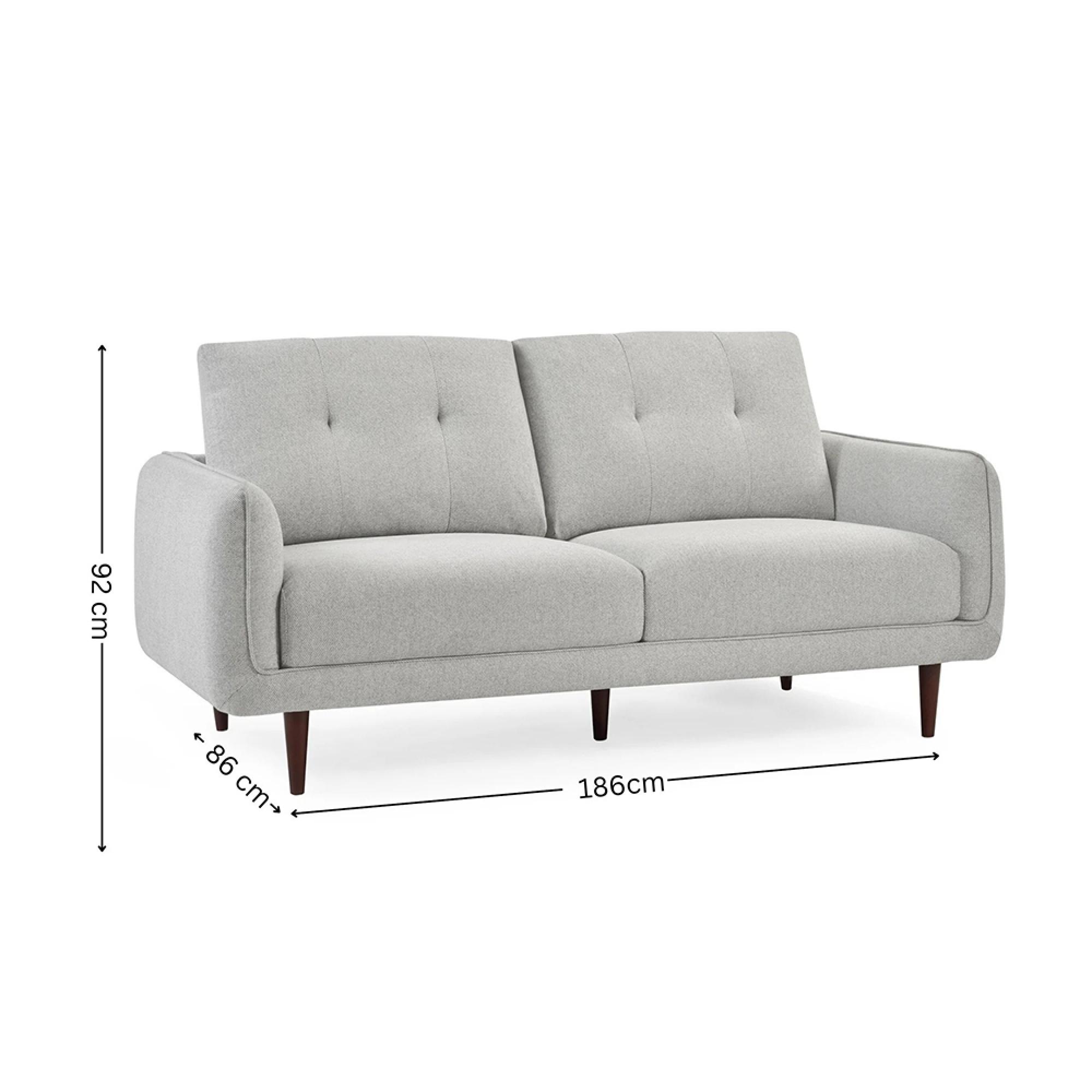 Remy Light Grey Fabric Sofa - 3 Seater