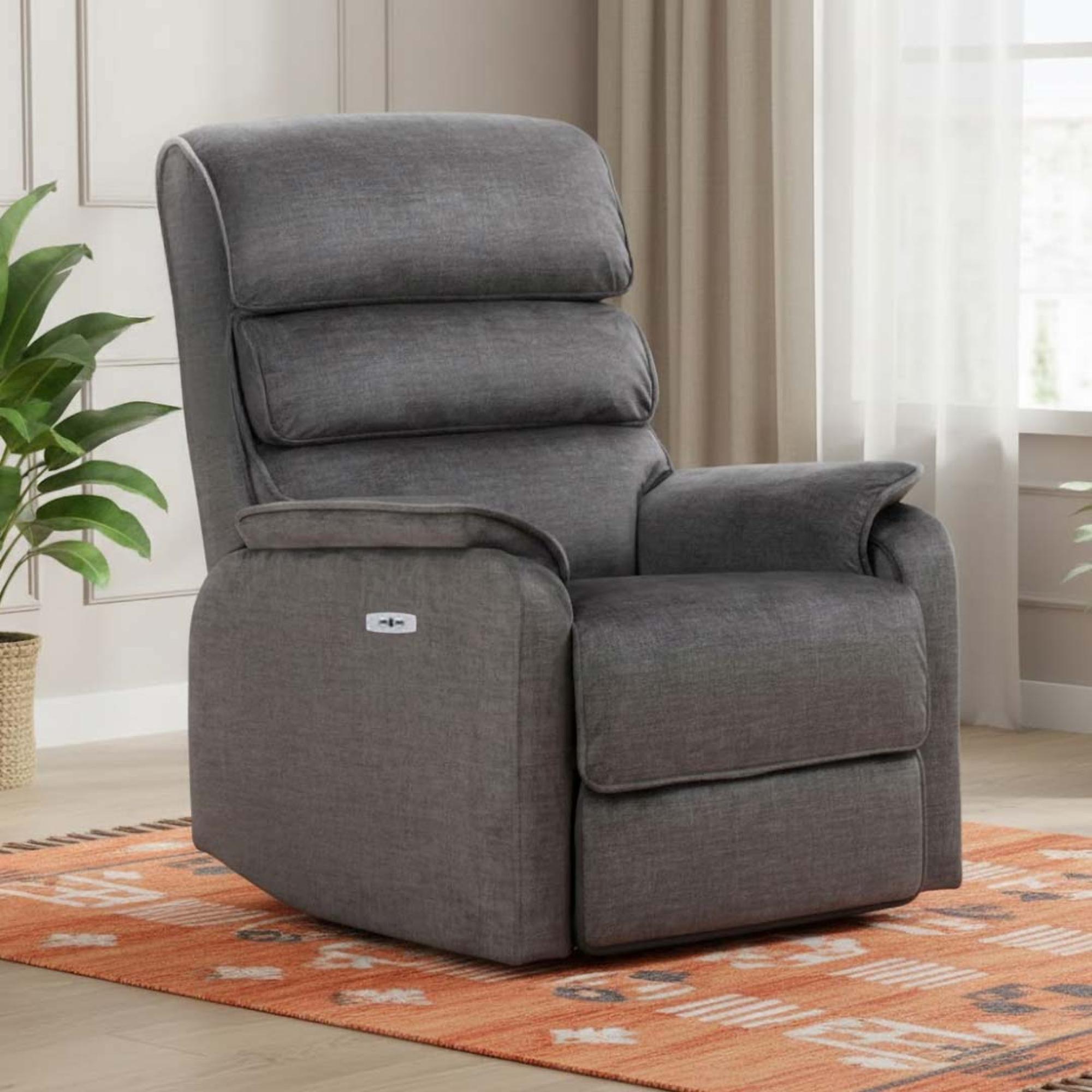 Savoy Electric Recliner Sofa Chair - Grey Fabric