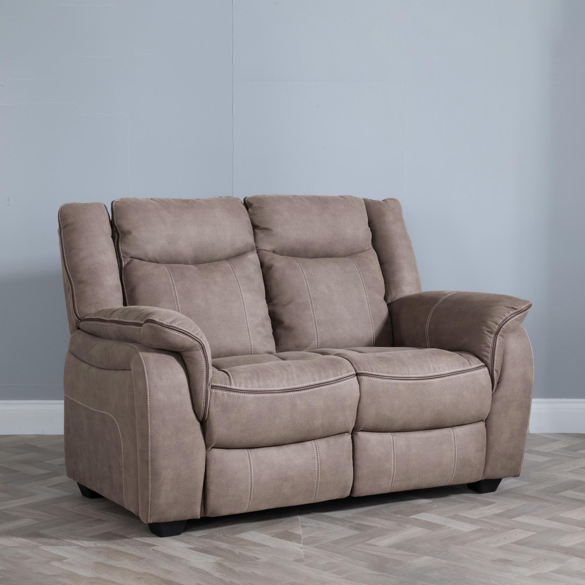 Seville Brown Fabric 2 Seater Sofa