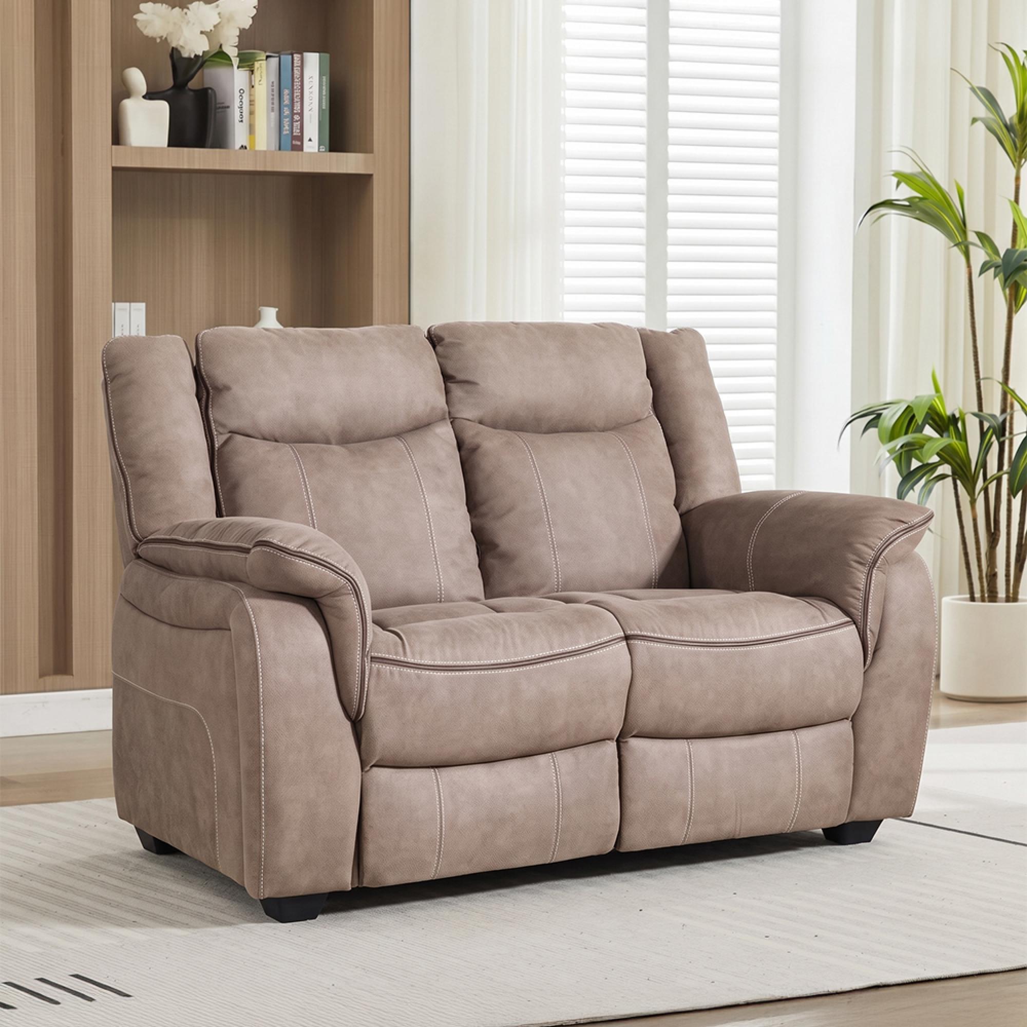 Seville Sofa - 2 Seater - Brown Fabric