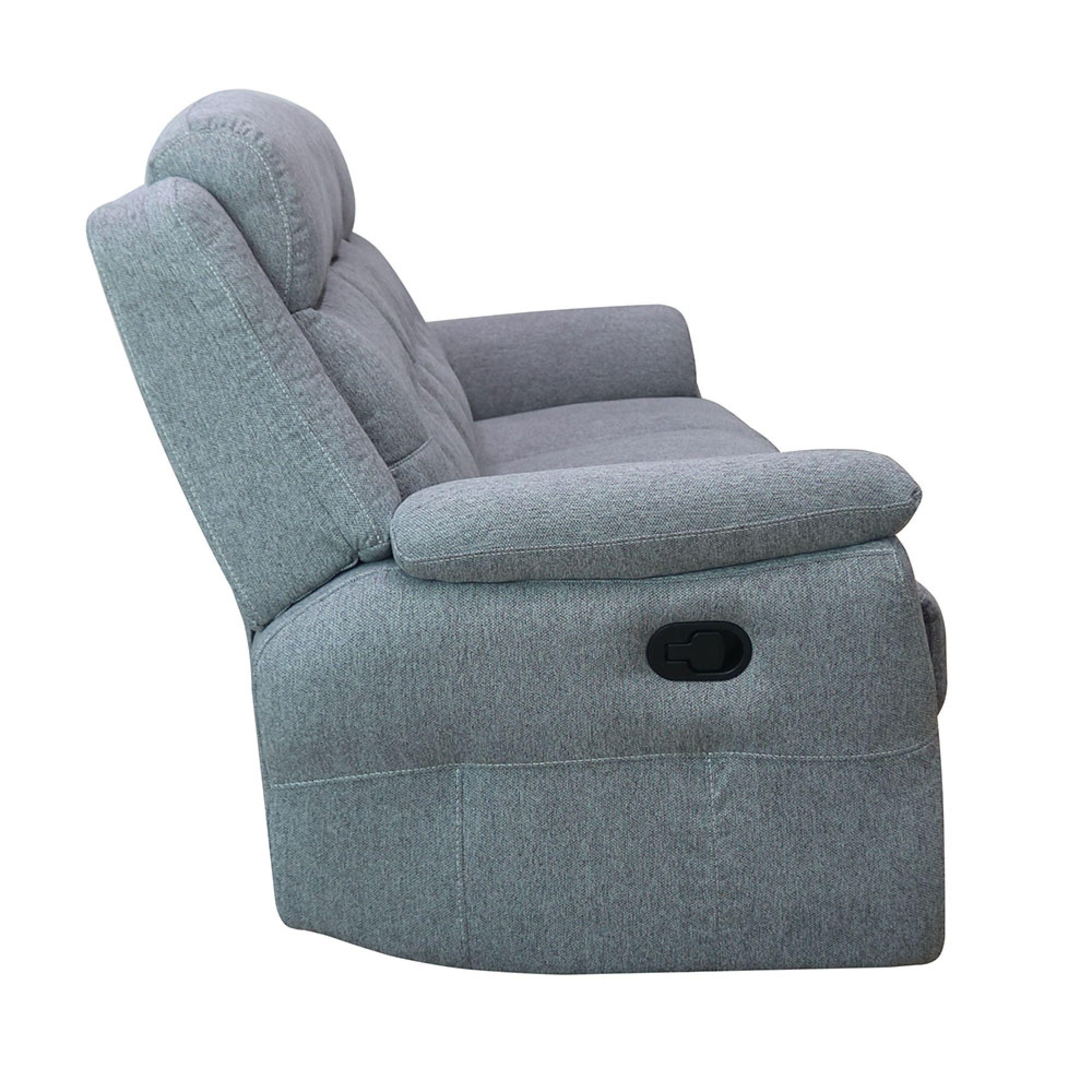 Shelby Recliner Sofa - 3 Seater - Grey Fabric