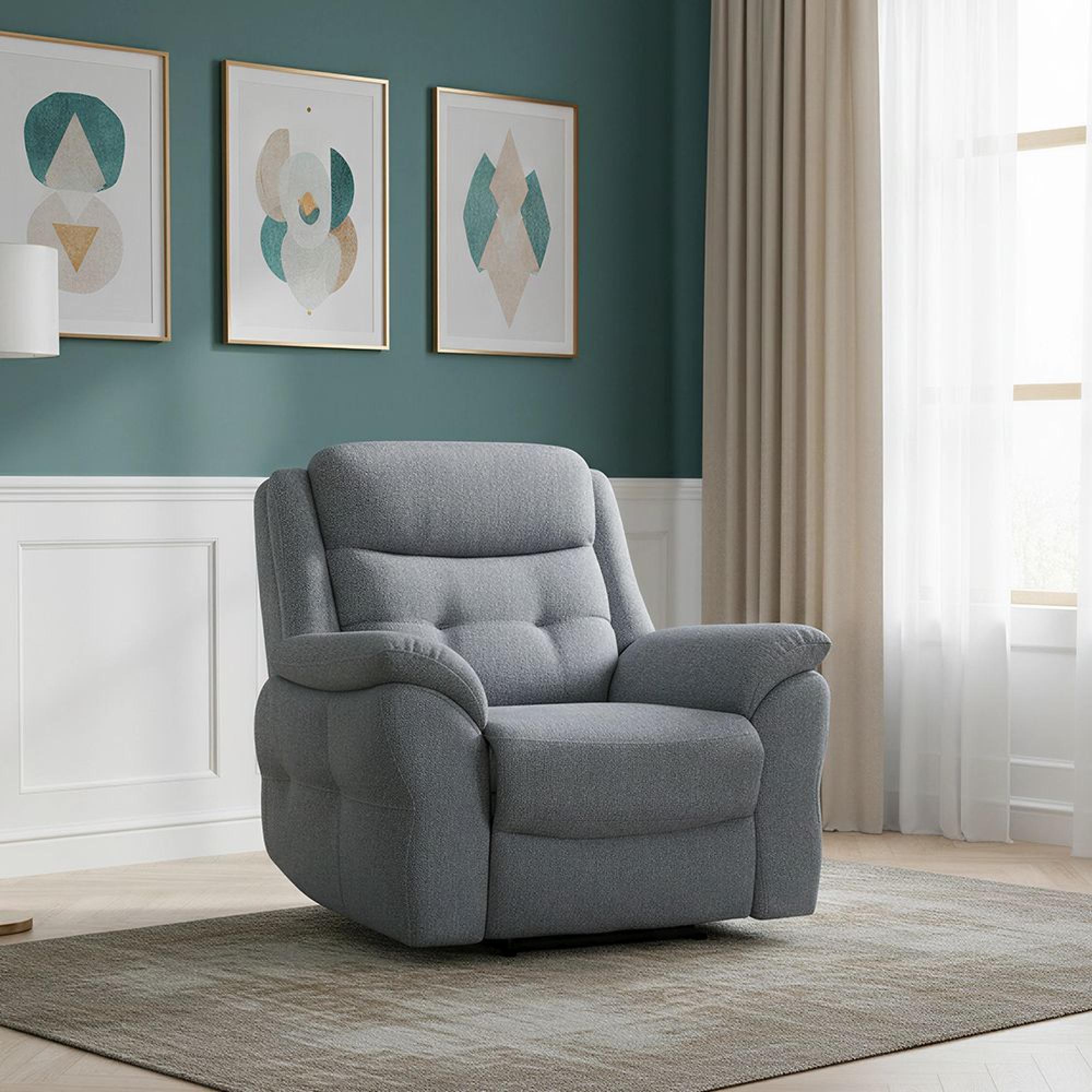 Shelby Grey Fabric Recliner Armchair