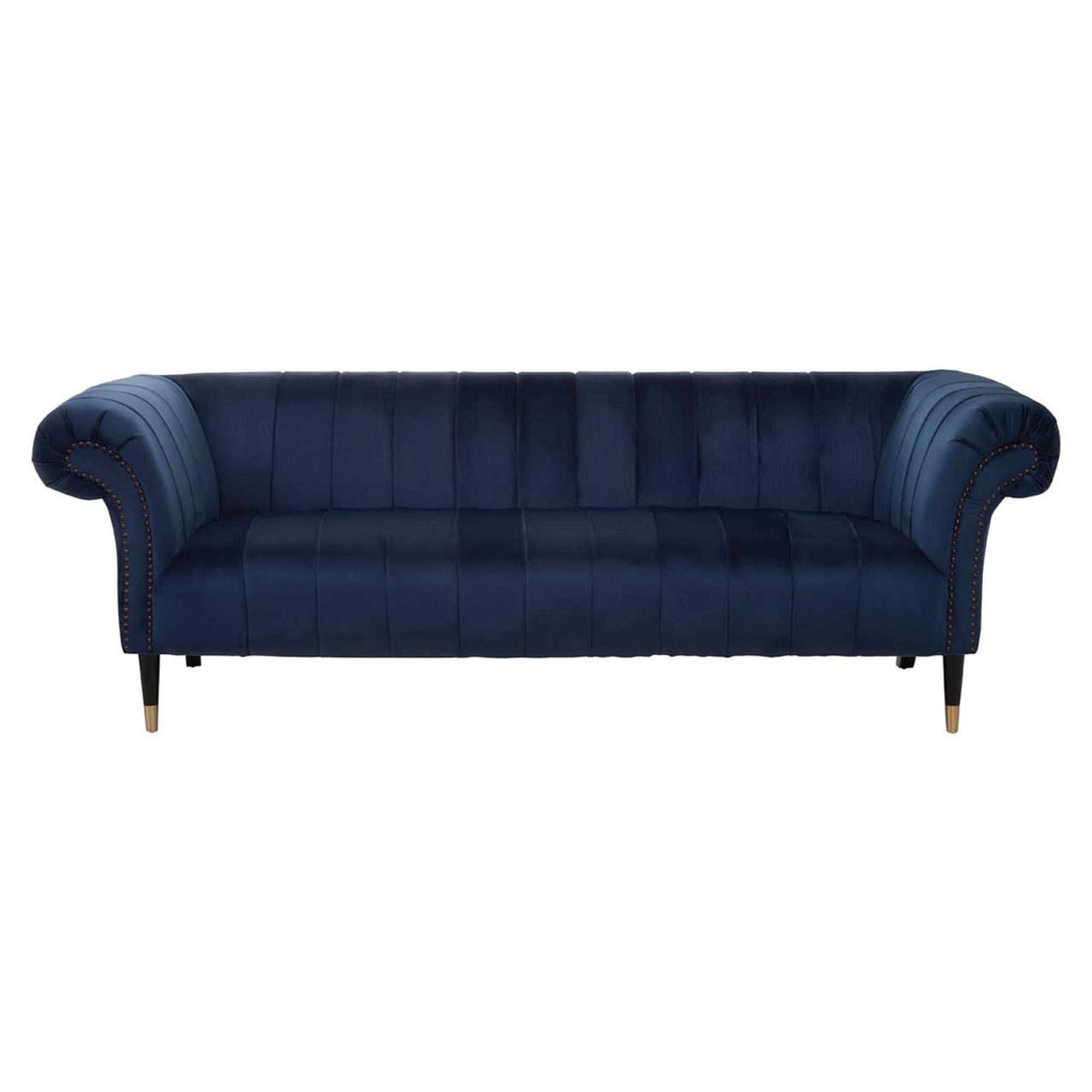 Siena Sofa - 3 Seater - Chesterfield - Midnight Blue Velvet Fabric