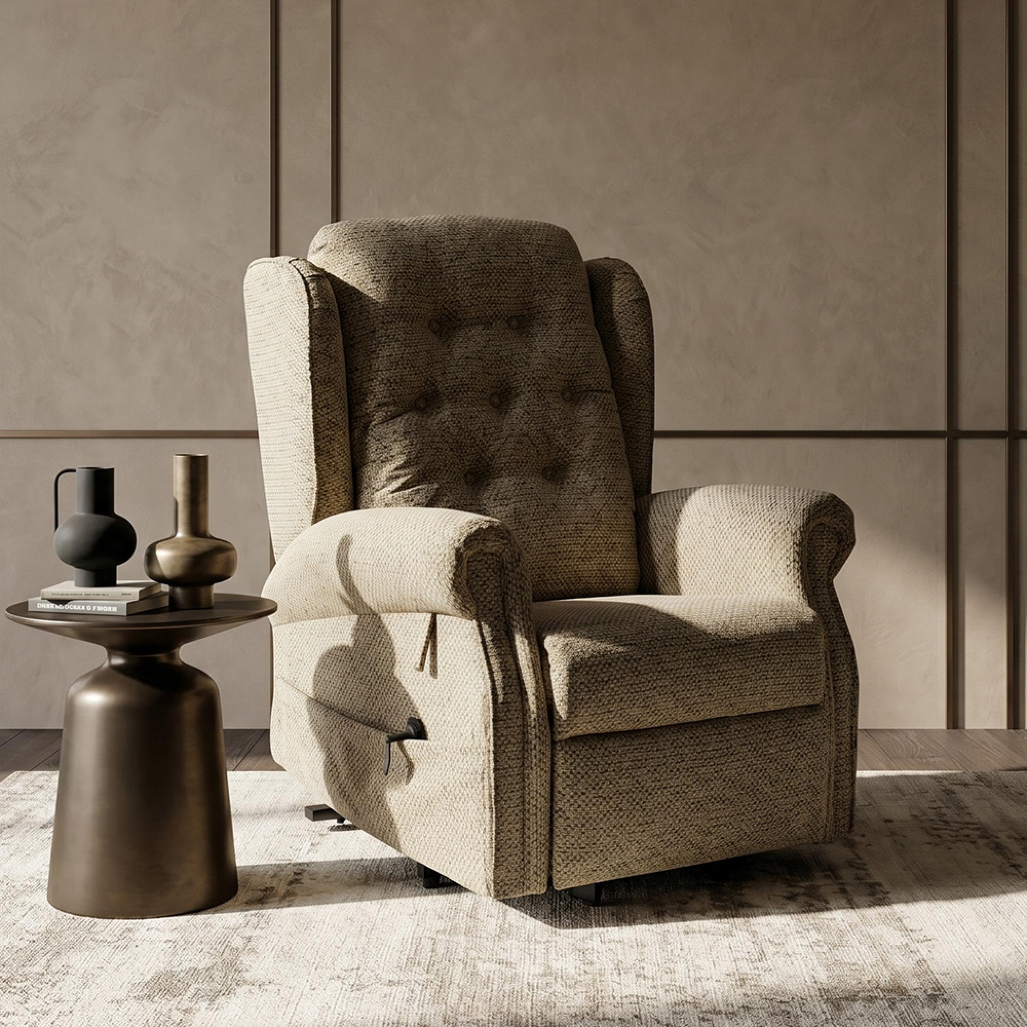 Sienna Rise Recliner Armchair - Mink Fabric