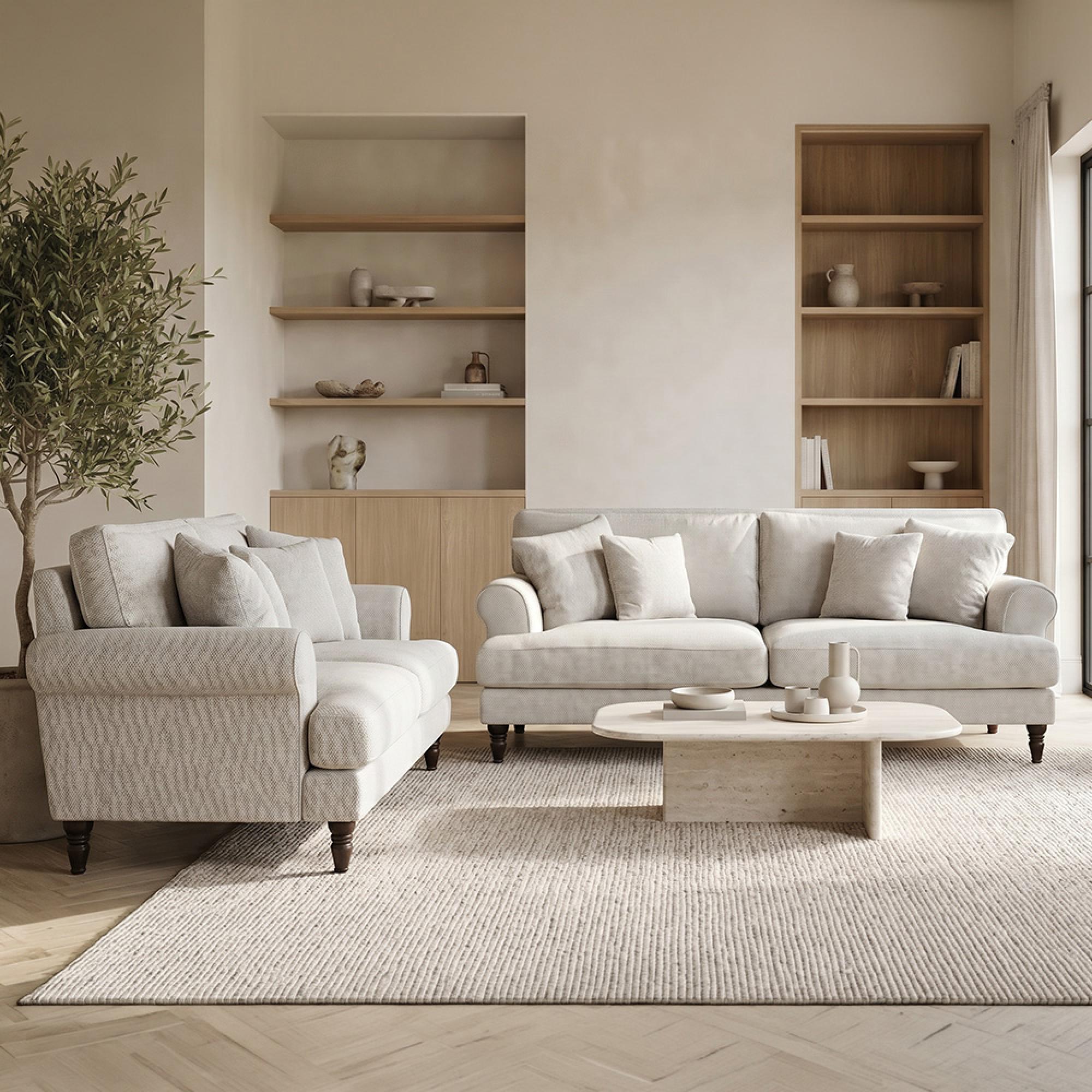 Summer Sofa Set - Beige Fabric - 3+2 Seater
