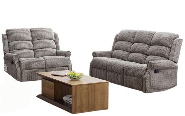 Windsor Latte Fabric 3+2 Recliner Sofa Suite