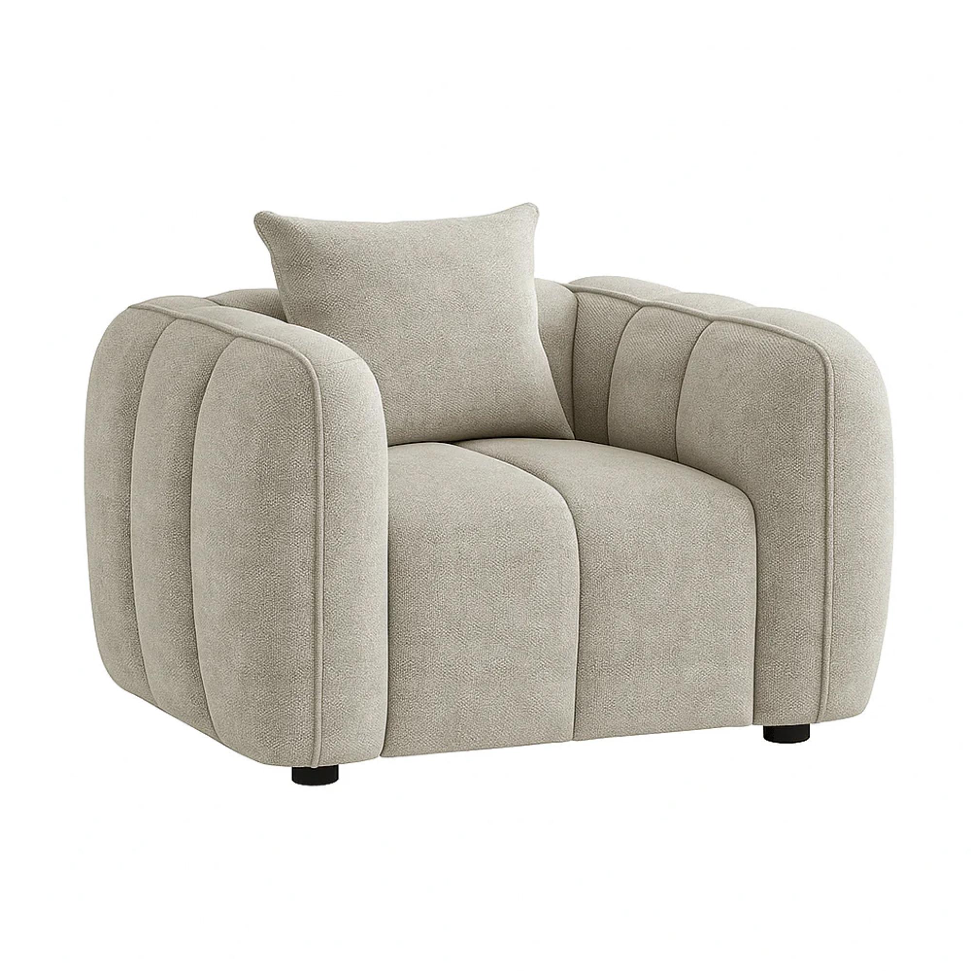 Venice Sofa Set - Beige Fabric - 3+1+1 Seater