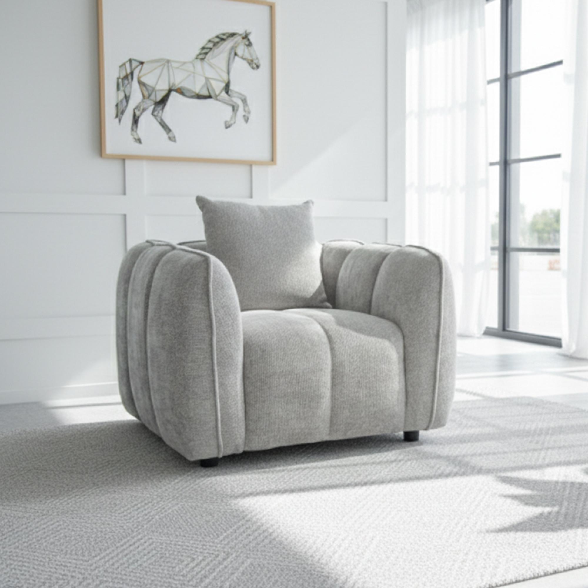 Venice Sofa Set - Grey Fabric - 3+1+1 Seater