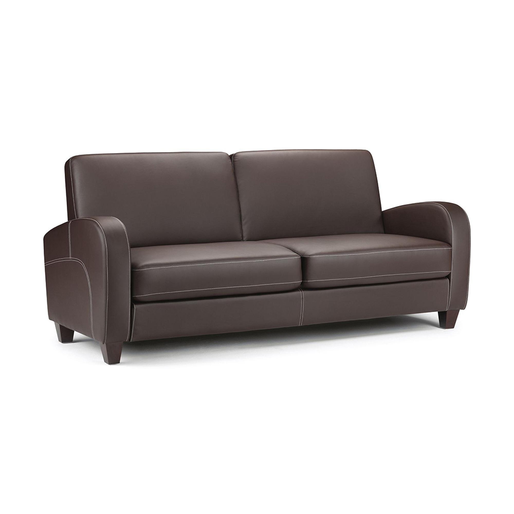 Vivo Brown Faux Leather Sofa - 3 Seater