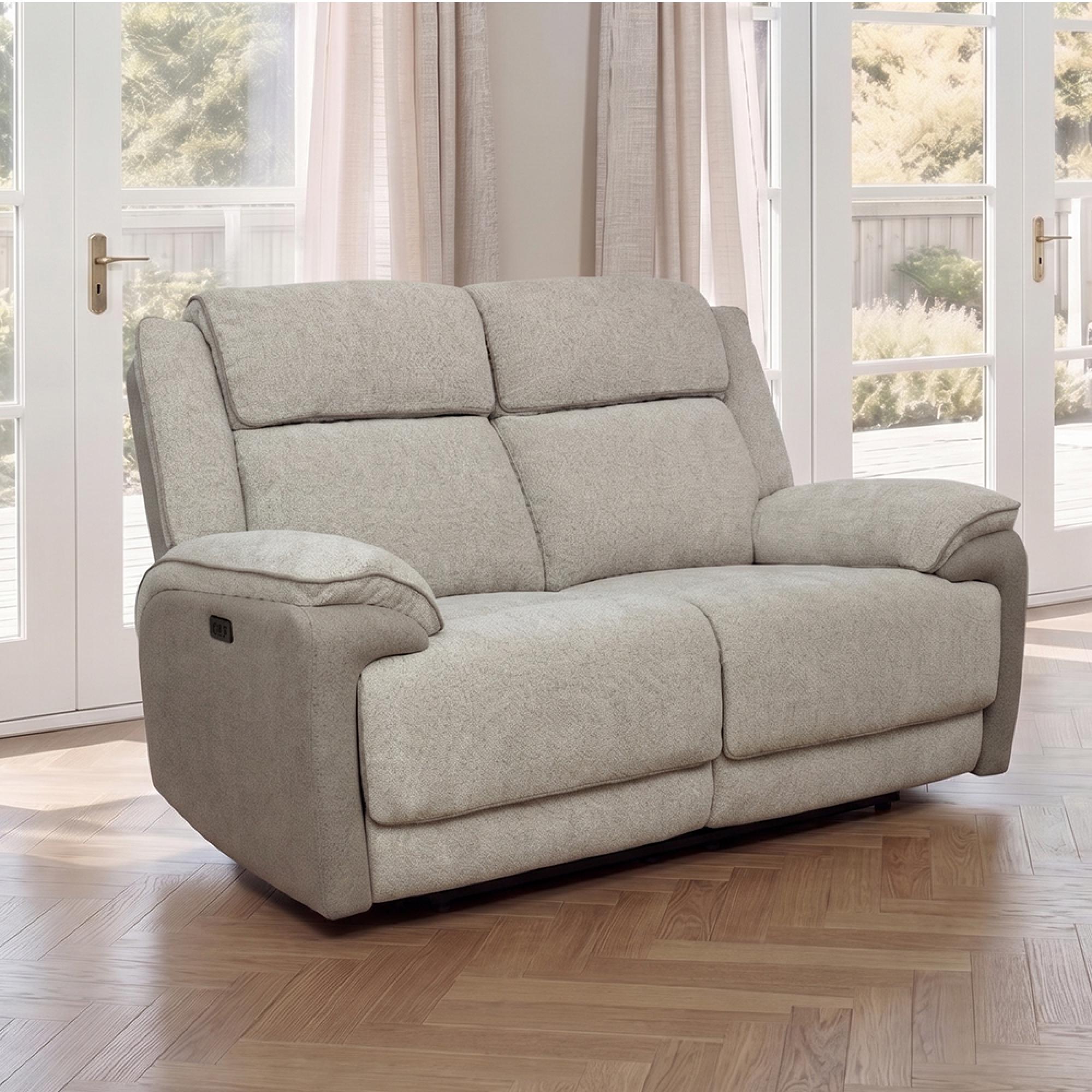 Walton Sofa - 2 Seater - Electric Recliner - Fabric - Soft Grey