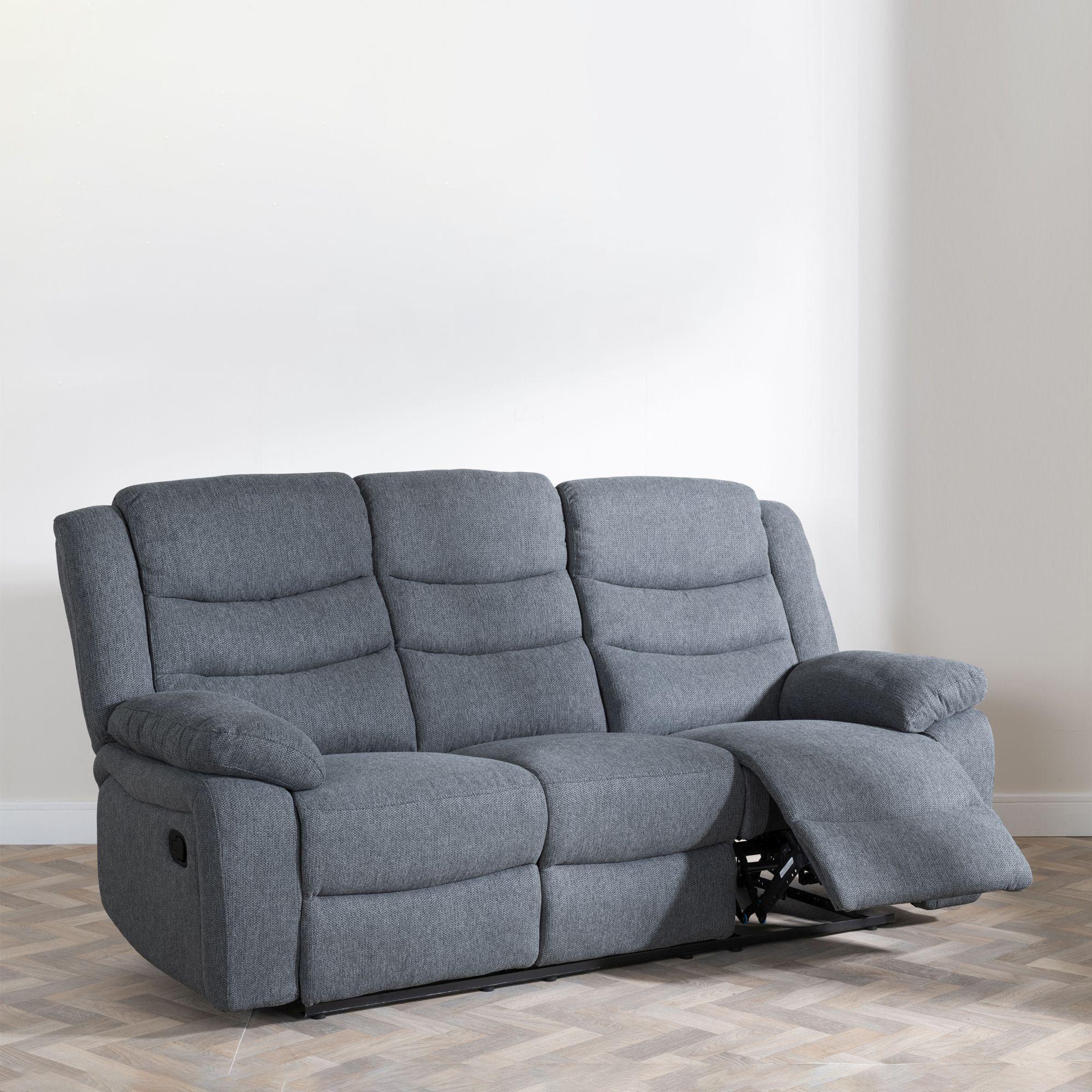 Windsor Recliner Sofa - 3 Seater - Dark Grey Fabric
