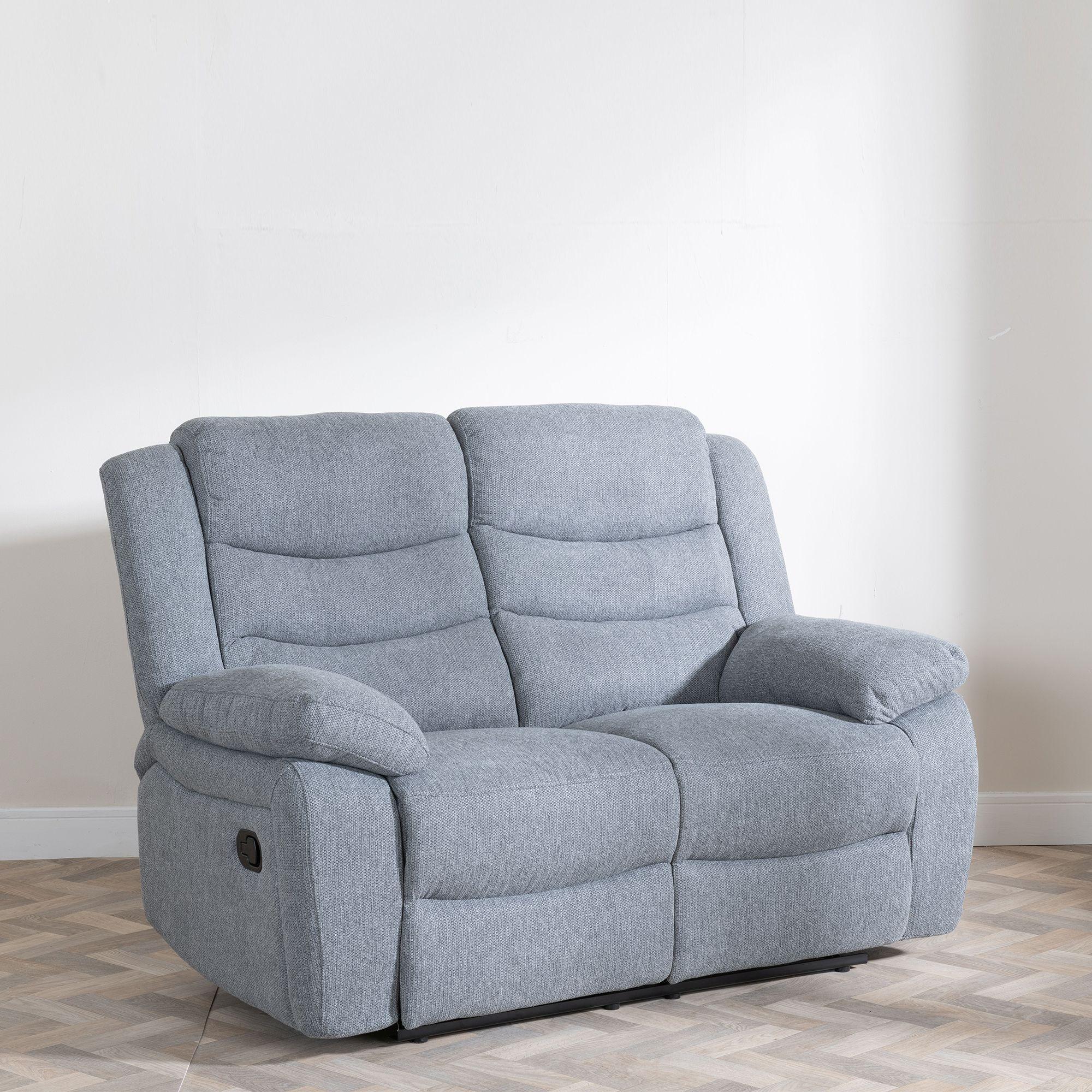 Windsor Grey Fabric 2 Seater Recliner Sofa