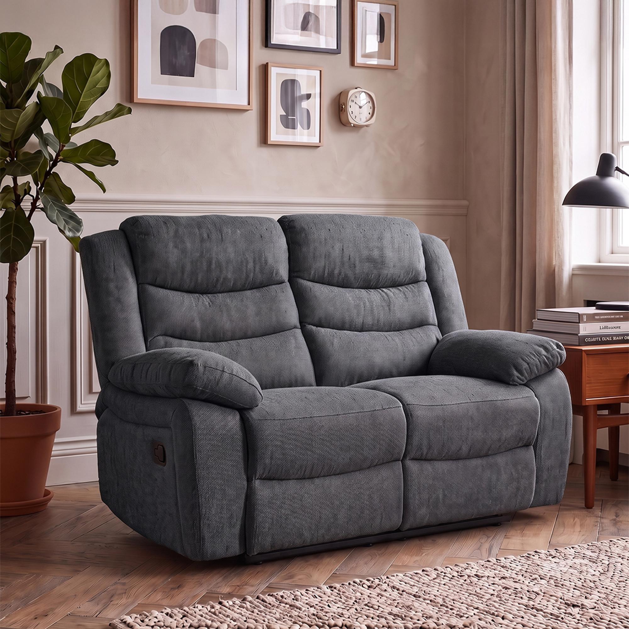 Windsor Recliner Sofa - 2 Seater - Dark Grey Fabric