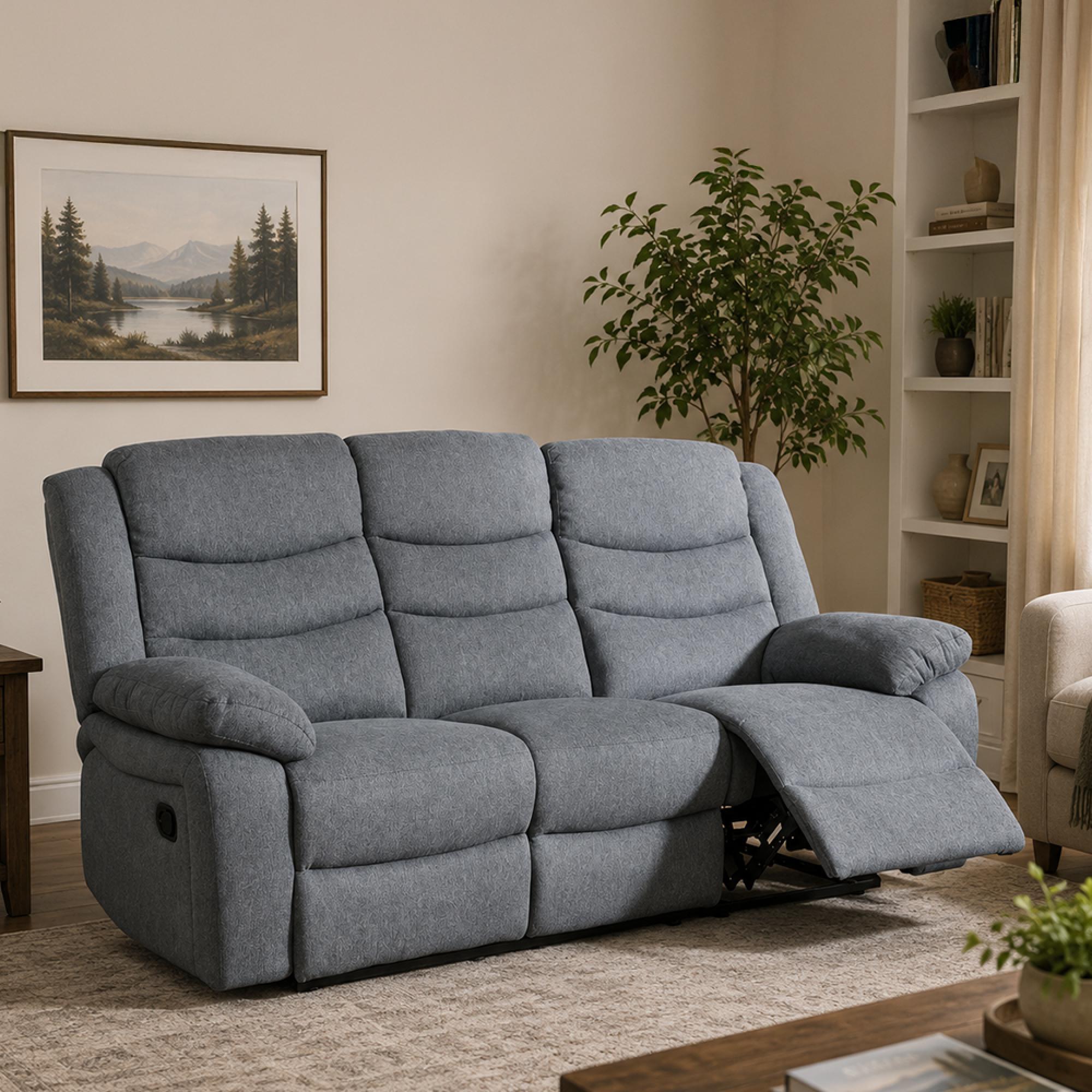 Windsor Recliner Sofa - 3 Seater - Dark Grey Fabric