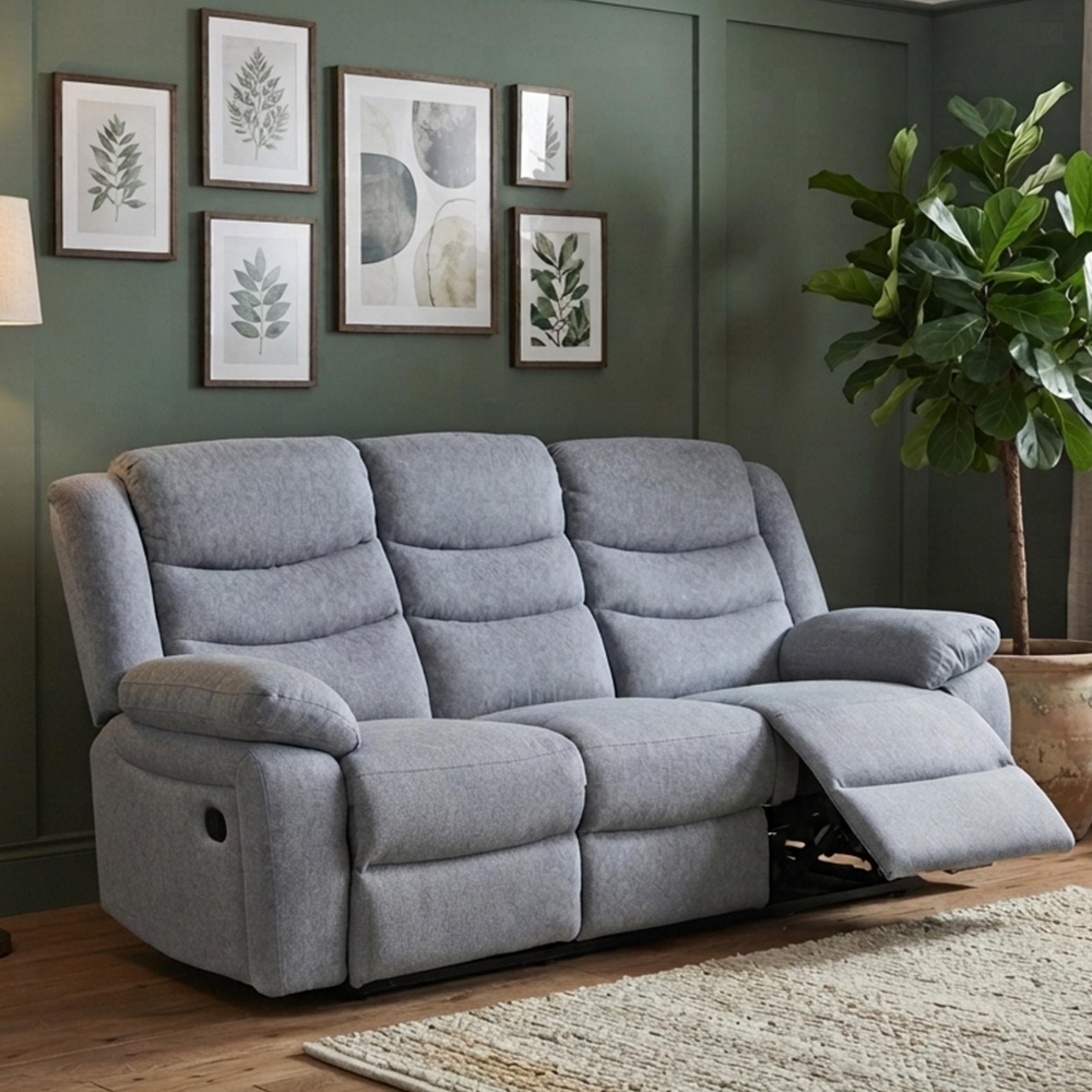 Windsor Recliner Sofa - 3 Seater - Grey Fabric