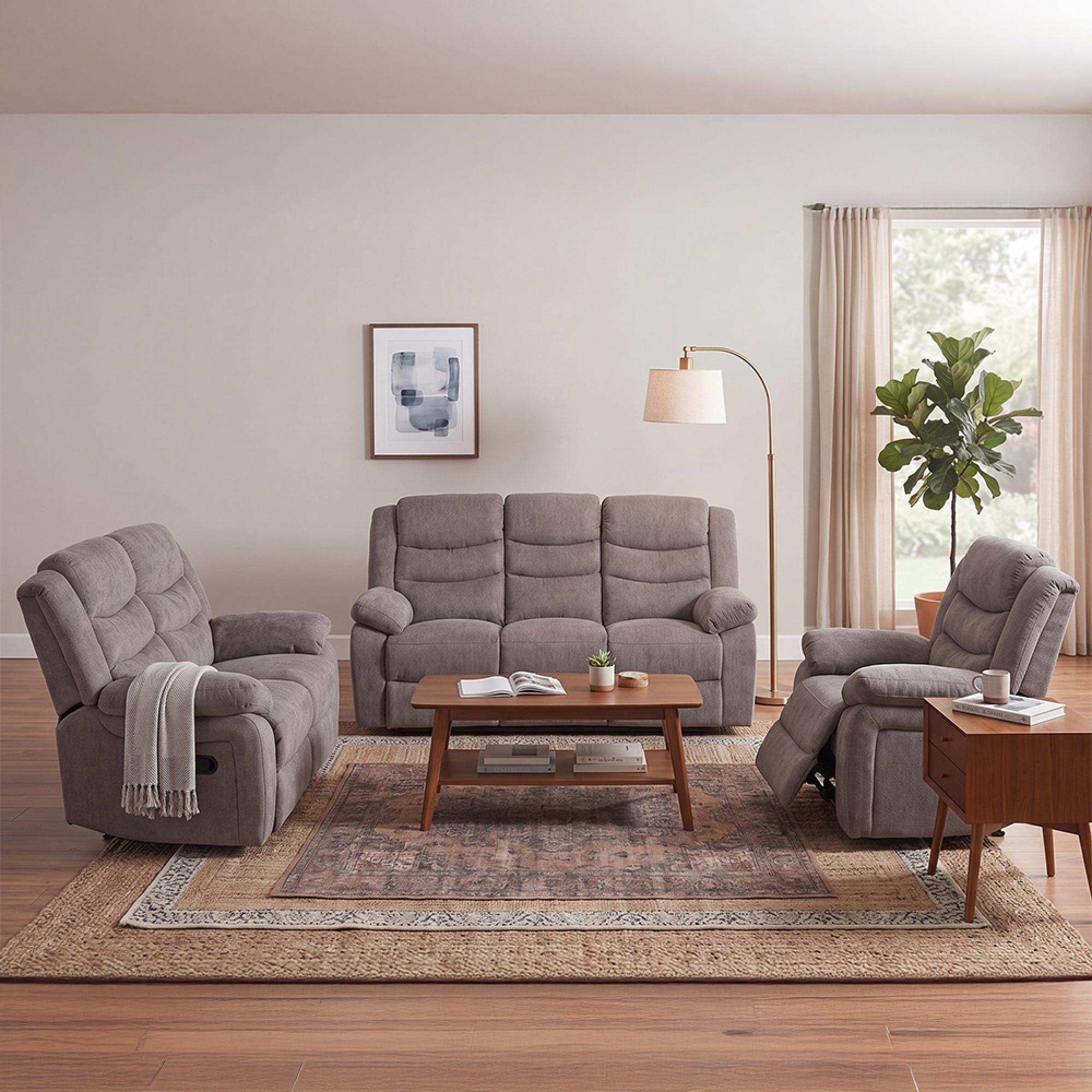 Windsor Recliner Sofa Set - Brown Fabric