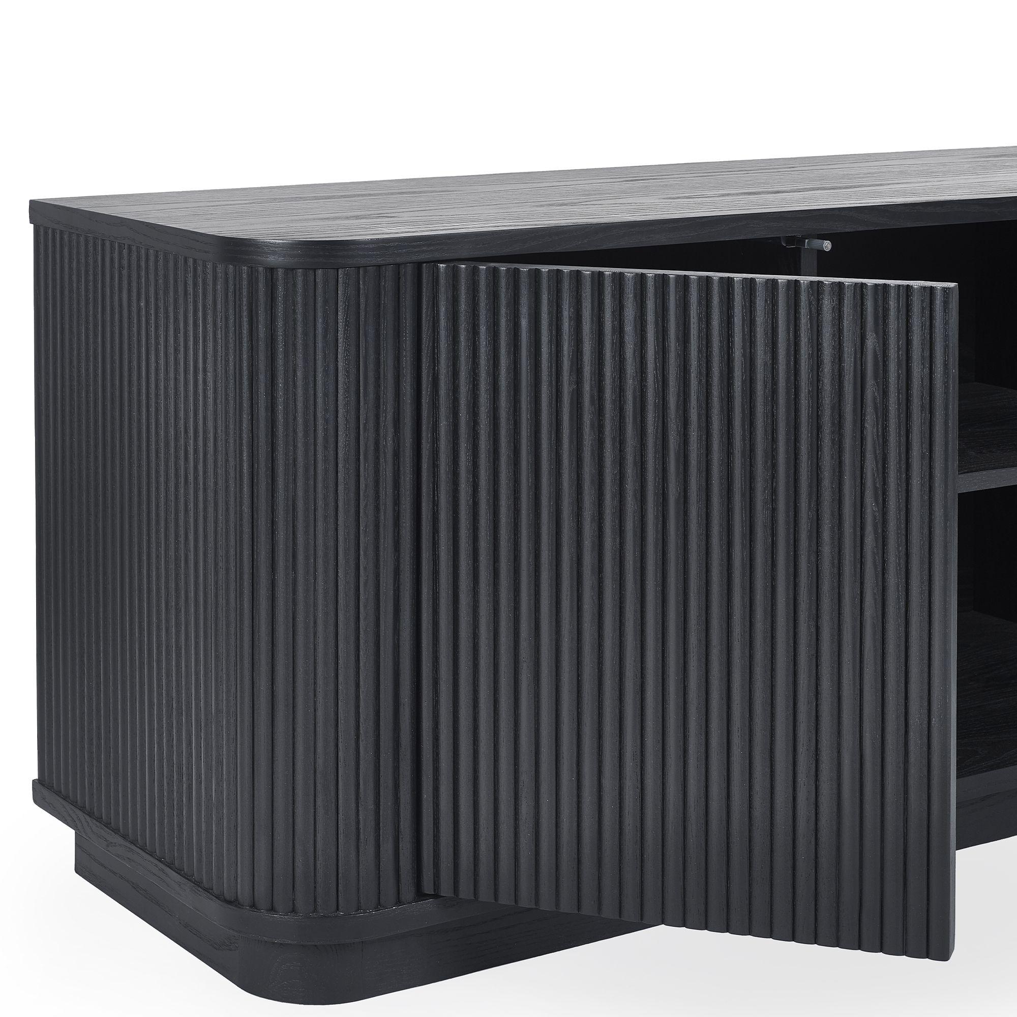Louis TV Unit - 140cm - Black - Fluted Base