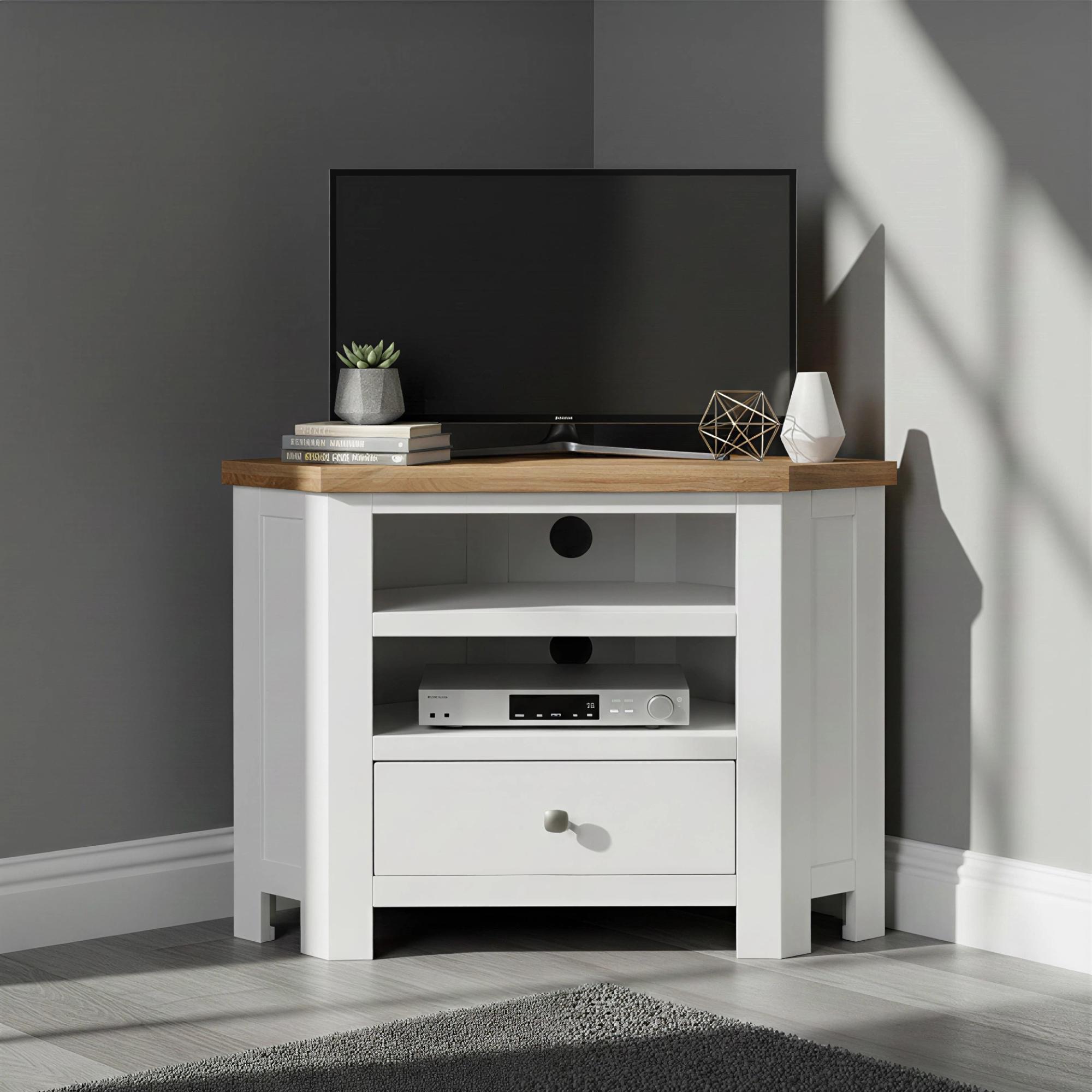 Lundy White Painted 90cm Corner TV Unit