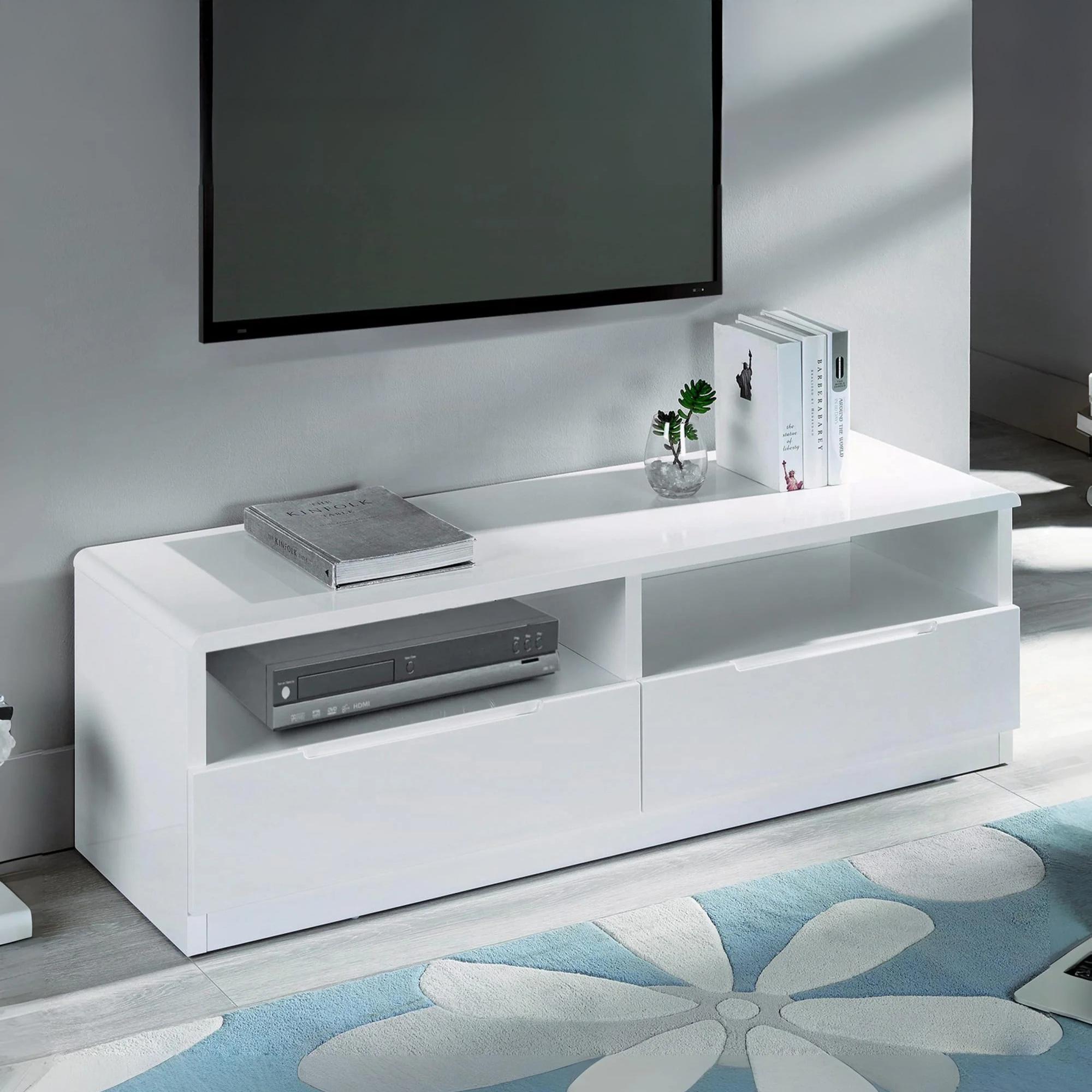 Manhattan White Gloss 2 Drawer TV Unit