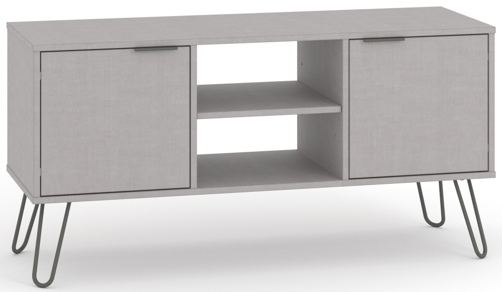 Augusta TV Unit - Grey - Hairpin Legs