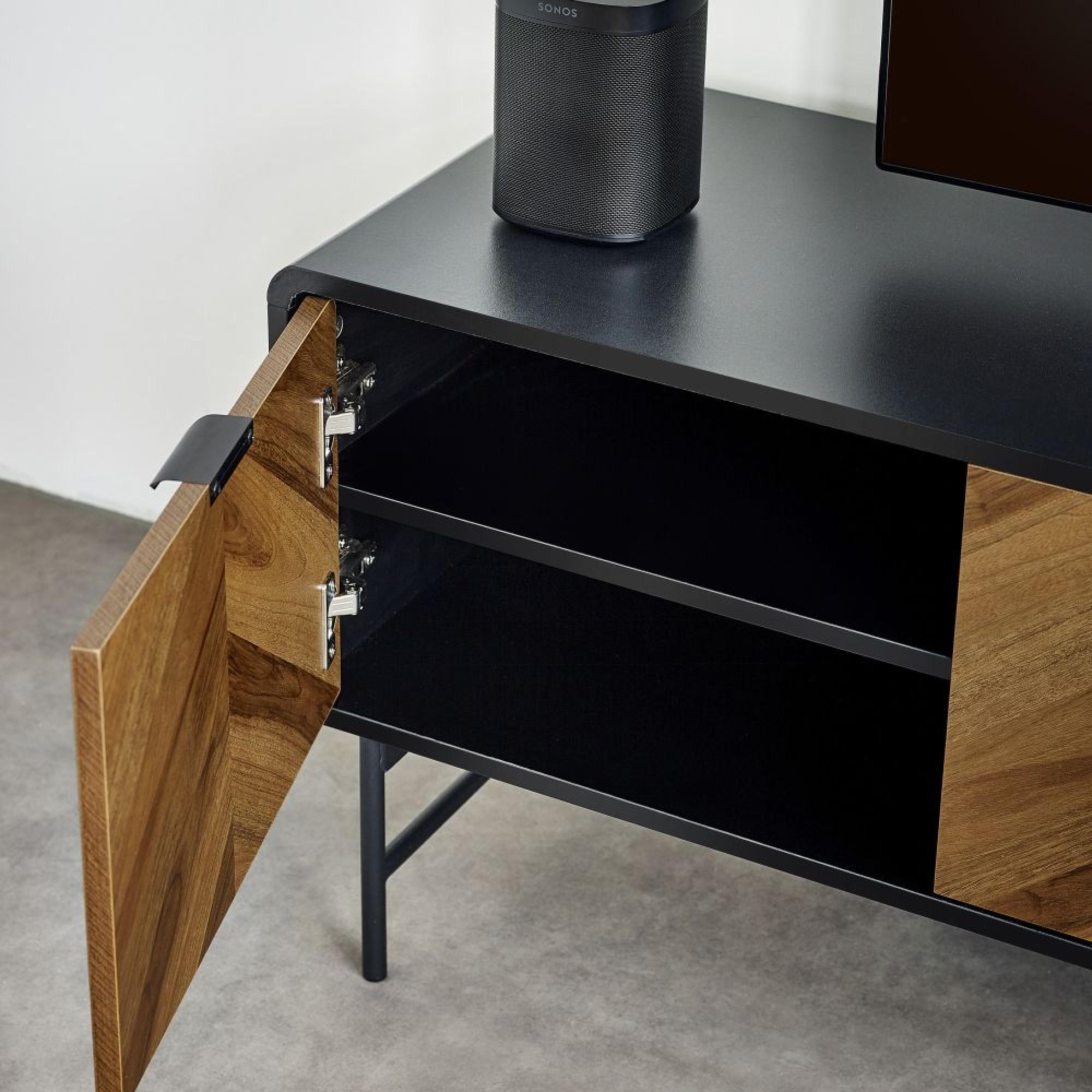 Alvin Chevron Wood Effect TV Unit - 2 Door