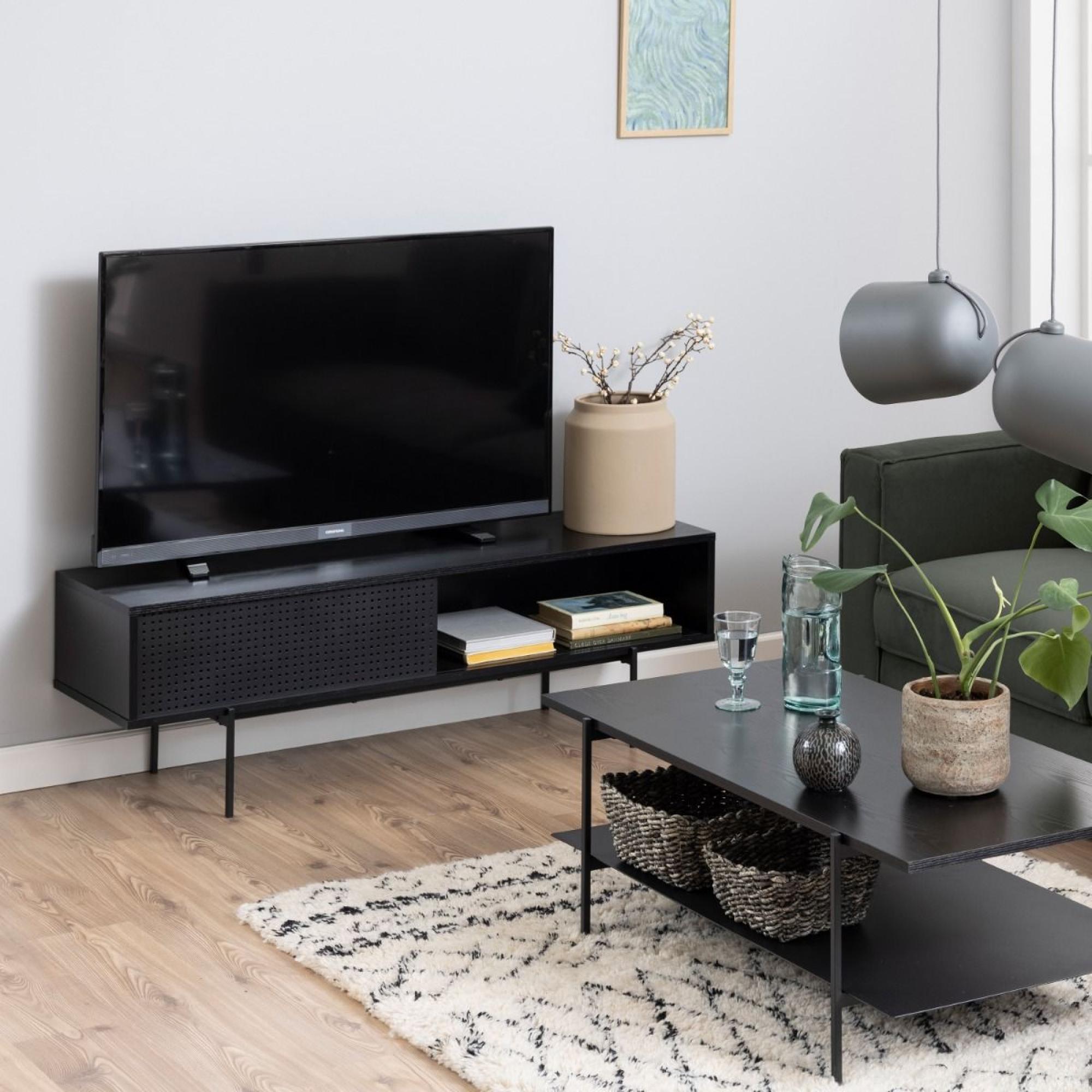 Angus Black Ash TV Unit with 1 Sliding Door