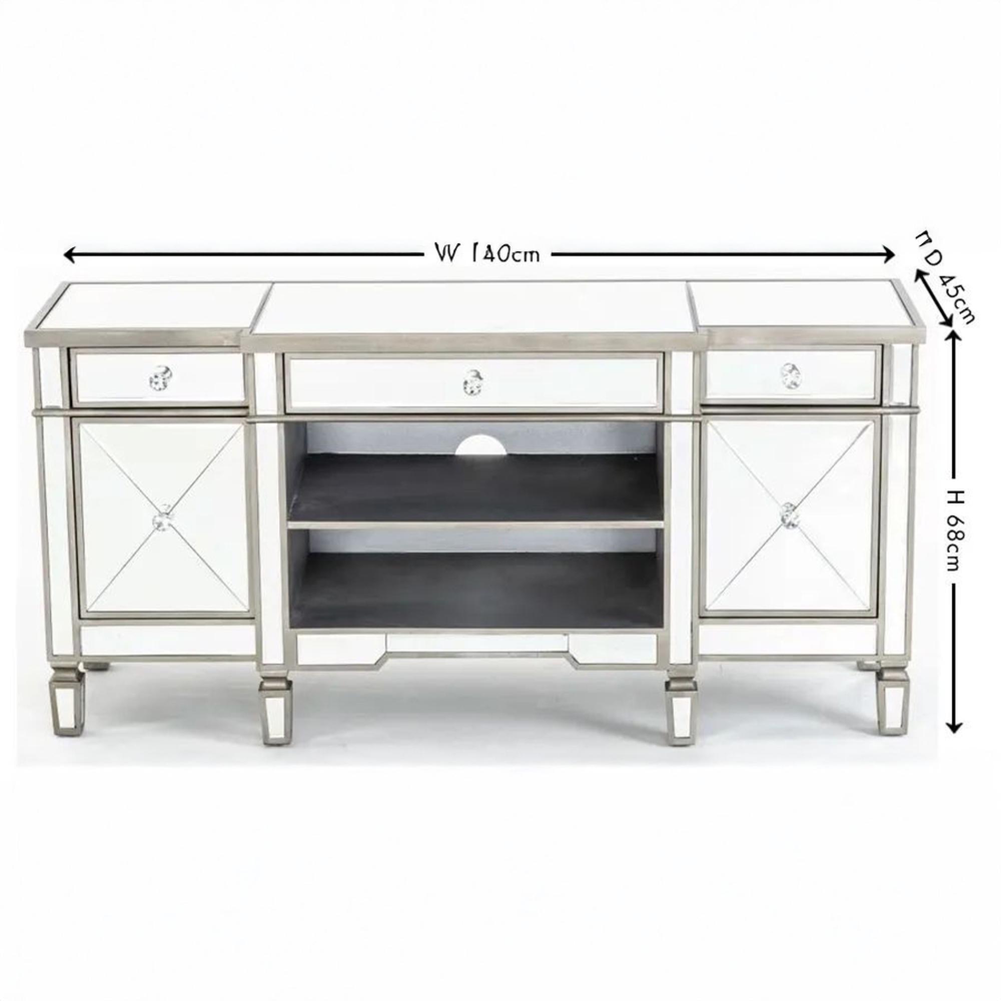 Antoinette TV Unit - Mirrored - Champagne Trim