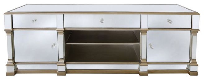 Apollo Large Storage TV Unit - Champagne Gold Mirrored