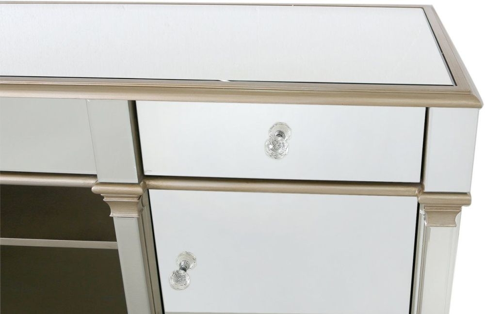 Apollo Large Storage TV Unit - Champagne Gold Mirrored