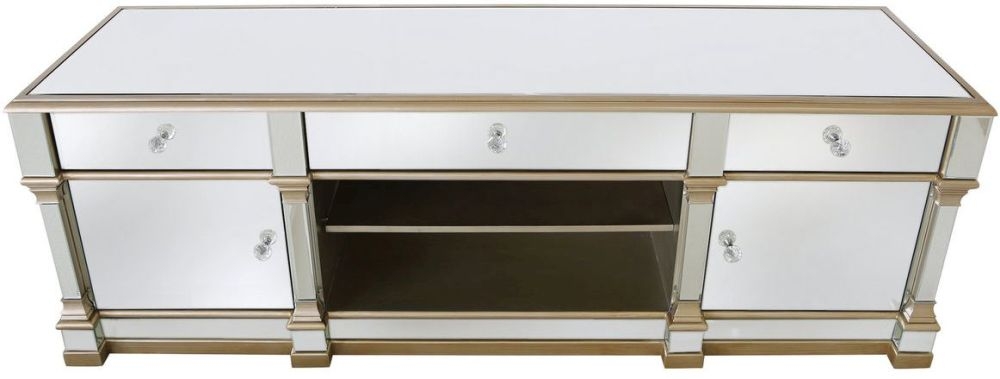 Apollo Large Storage TV Unit - Champagne Gold Mirrored