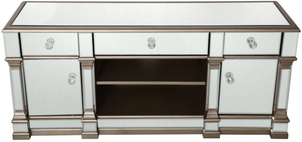 Apollo Storage TV Unit - Champagne Gold Mirrored