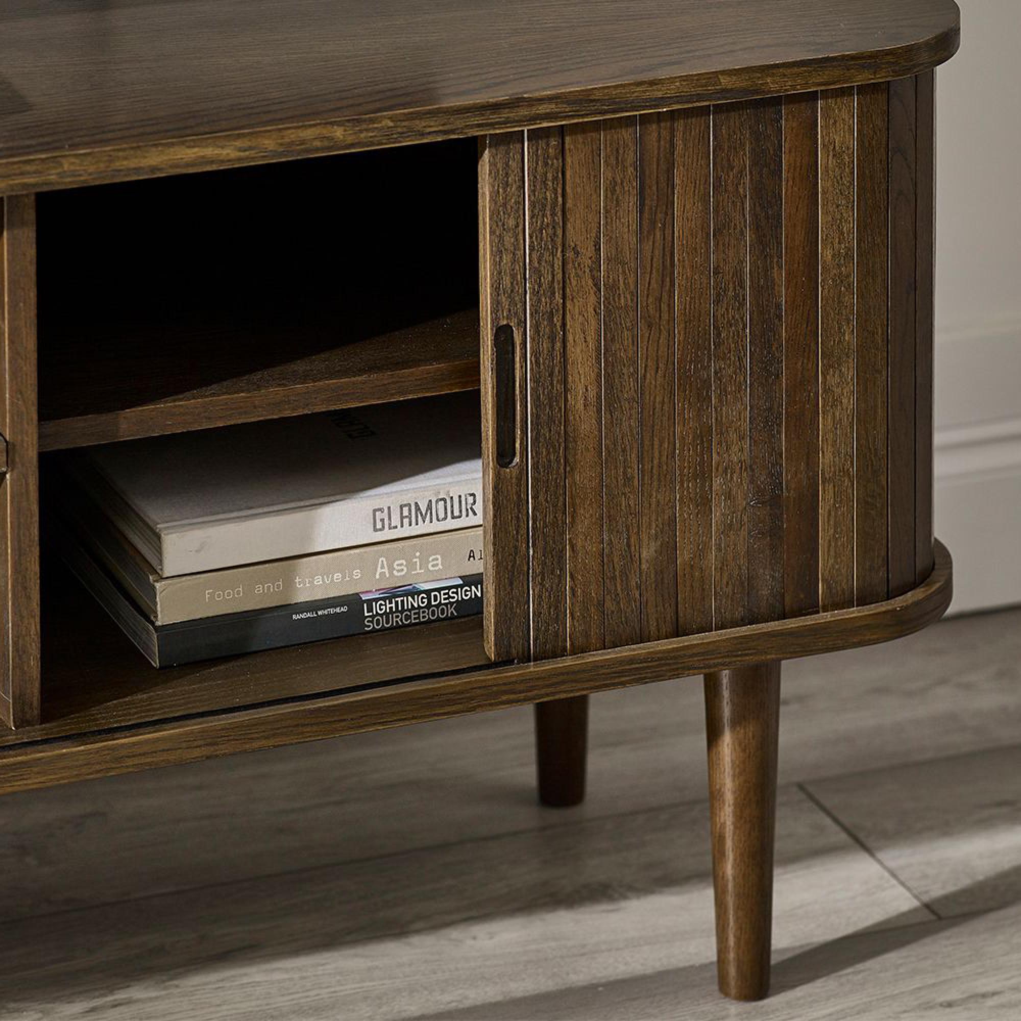 Arya Ribbed Dark Oak TV Unit - 160cm