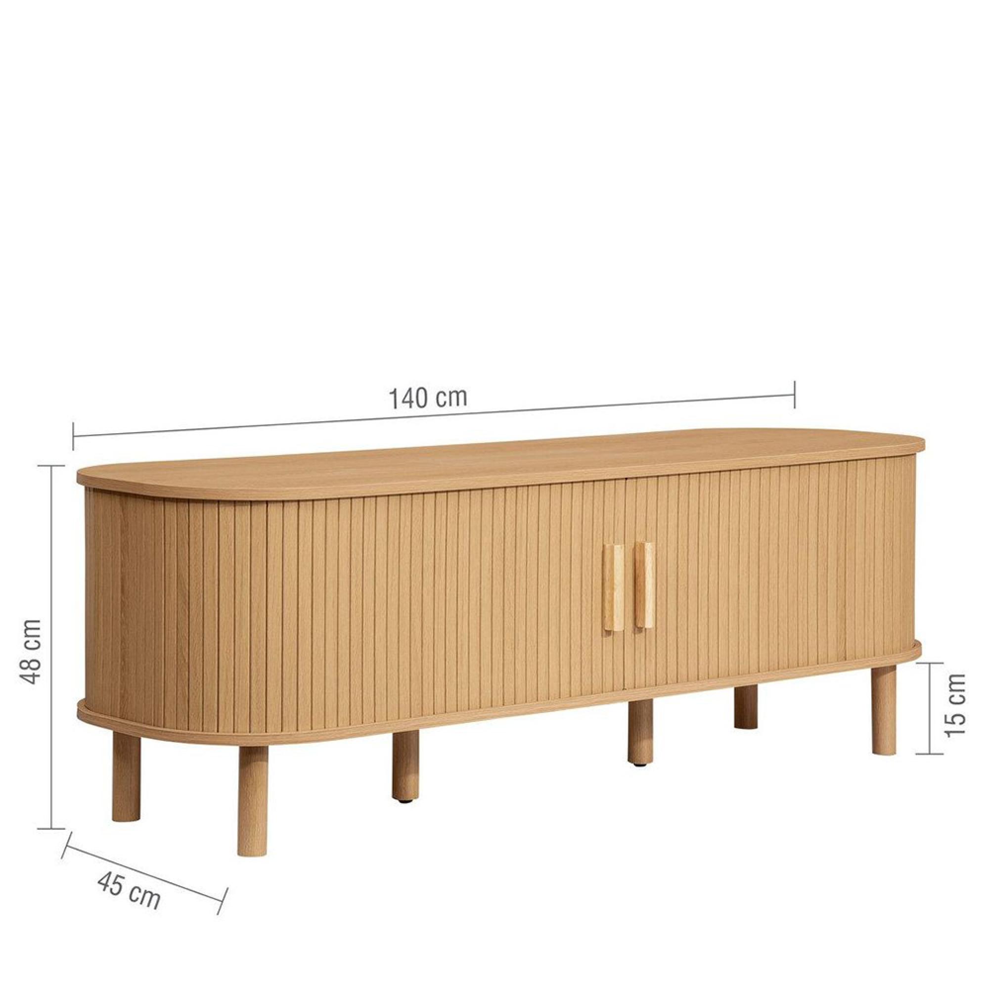 Axel Curved TV Unit - 140cm - Oak Fluted