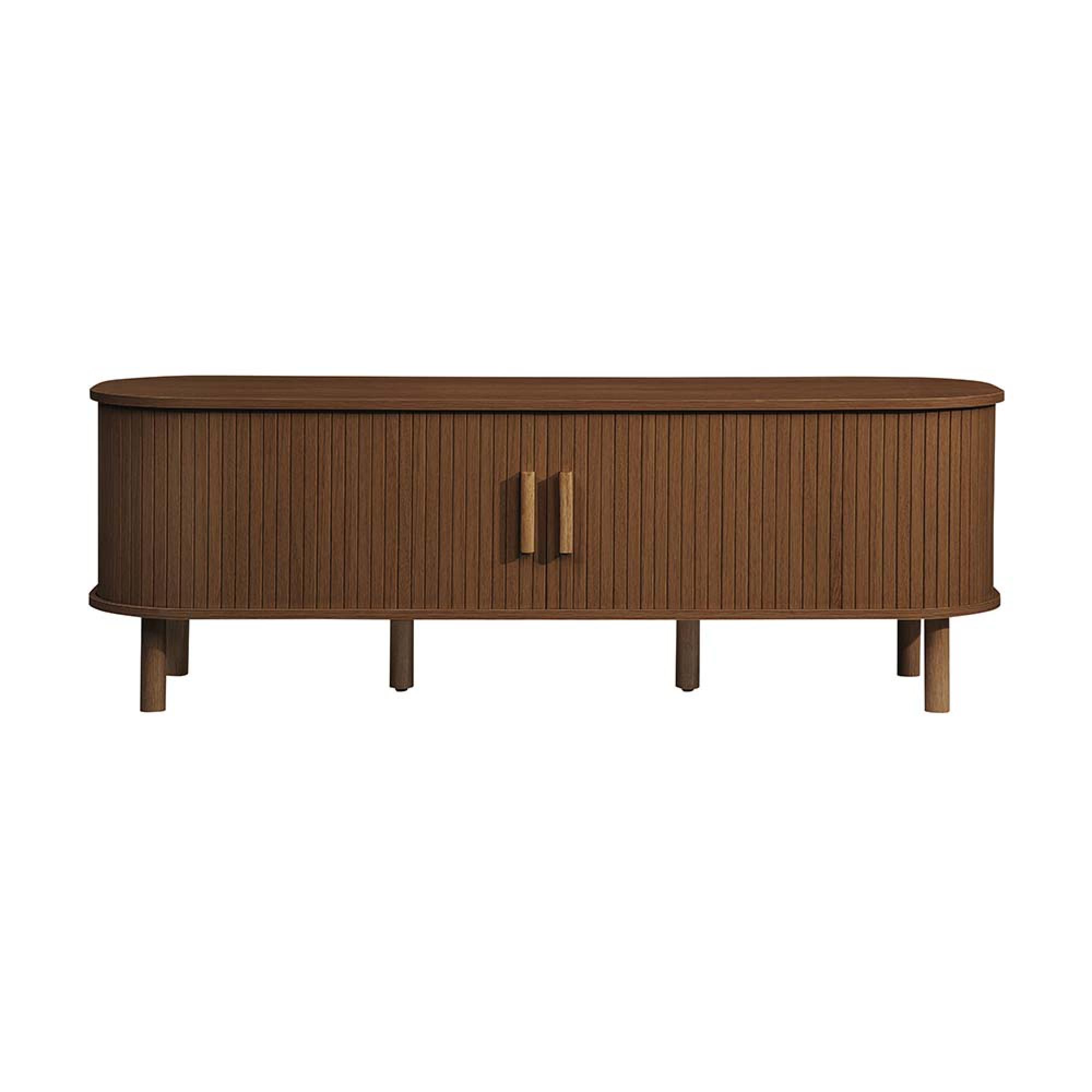 Axel Curved TV Unit - 140cm - Walnut Fluted