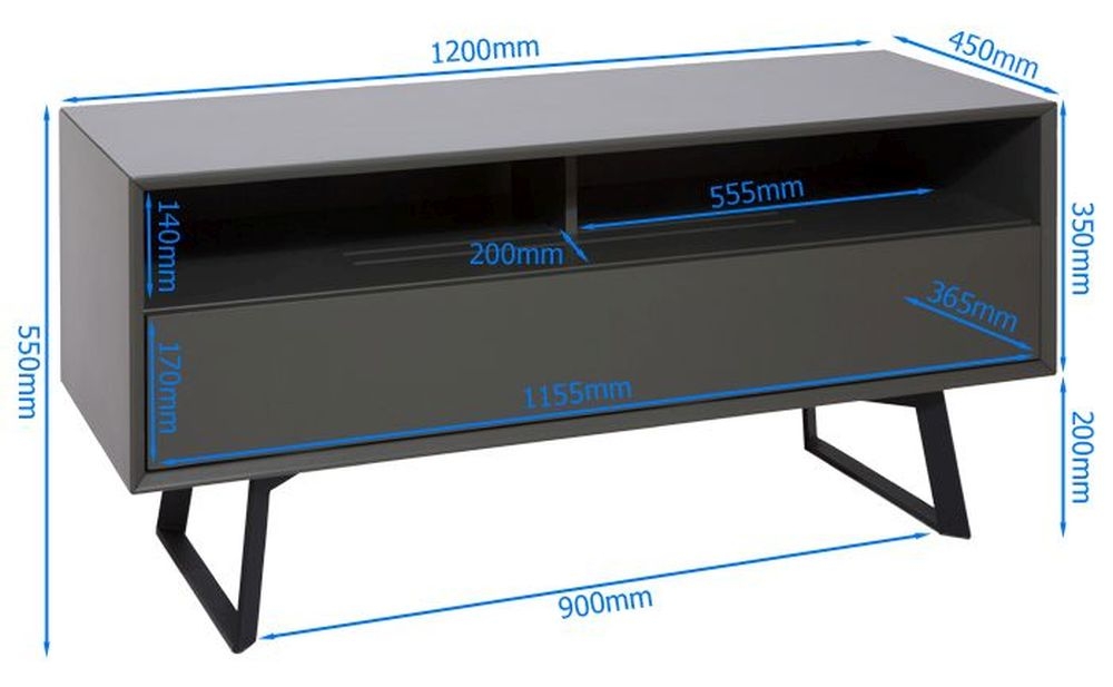 Carbon TV Stand - Black & Grey - 120cm - ADCA1200-GRY