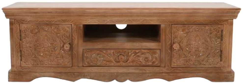 Carved Mango Wood 140cm TV Unit