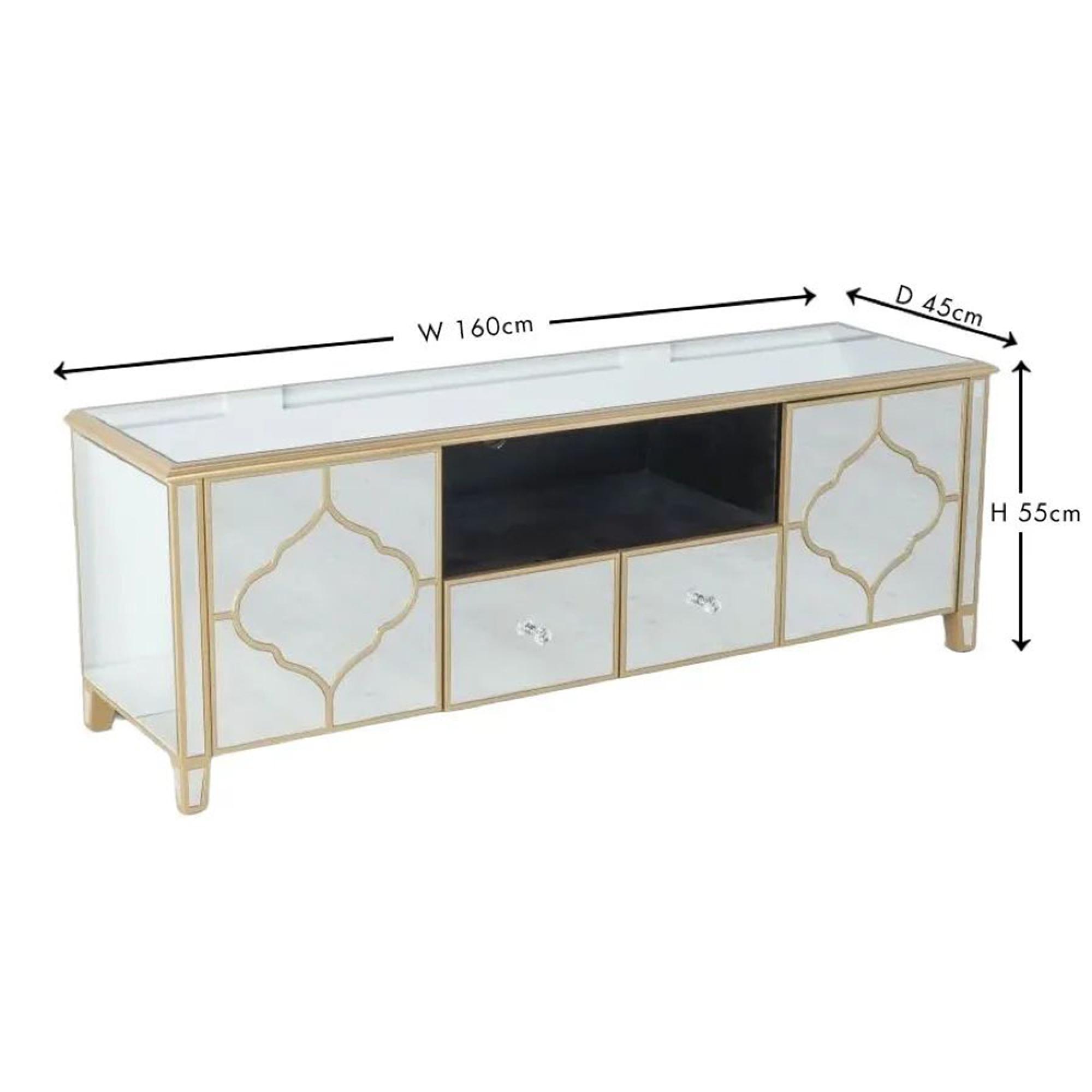 Casablanca TV Unit - Mirrored - Gold Trim
