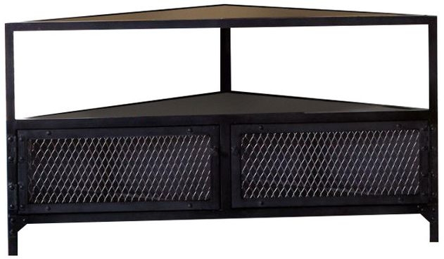 Chamba Industrial Wood and Iron 110cm Corner TV Unit