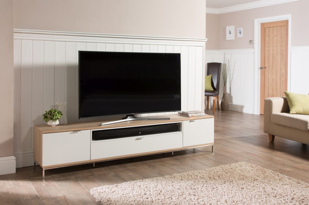 Chaplin TV Stand - White & Oak - 200cm - ADCH2000-WHT