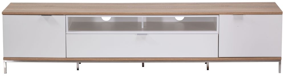 Chaplin TV Stand - White & Oak - 200cm - ADCH2000-WHT