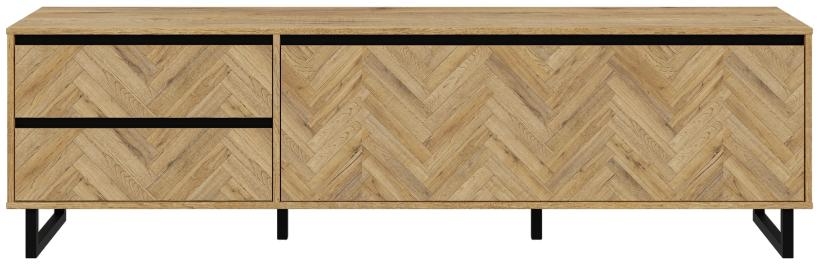 Chevron Oak Effect Large  TV Unit
